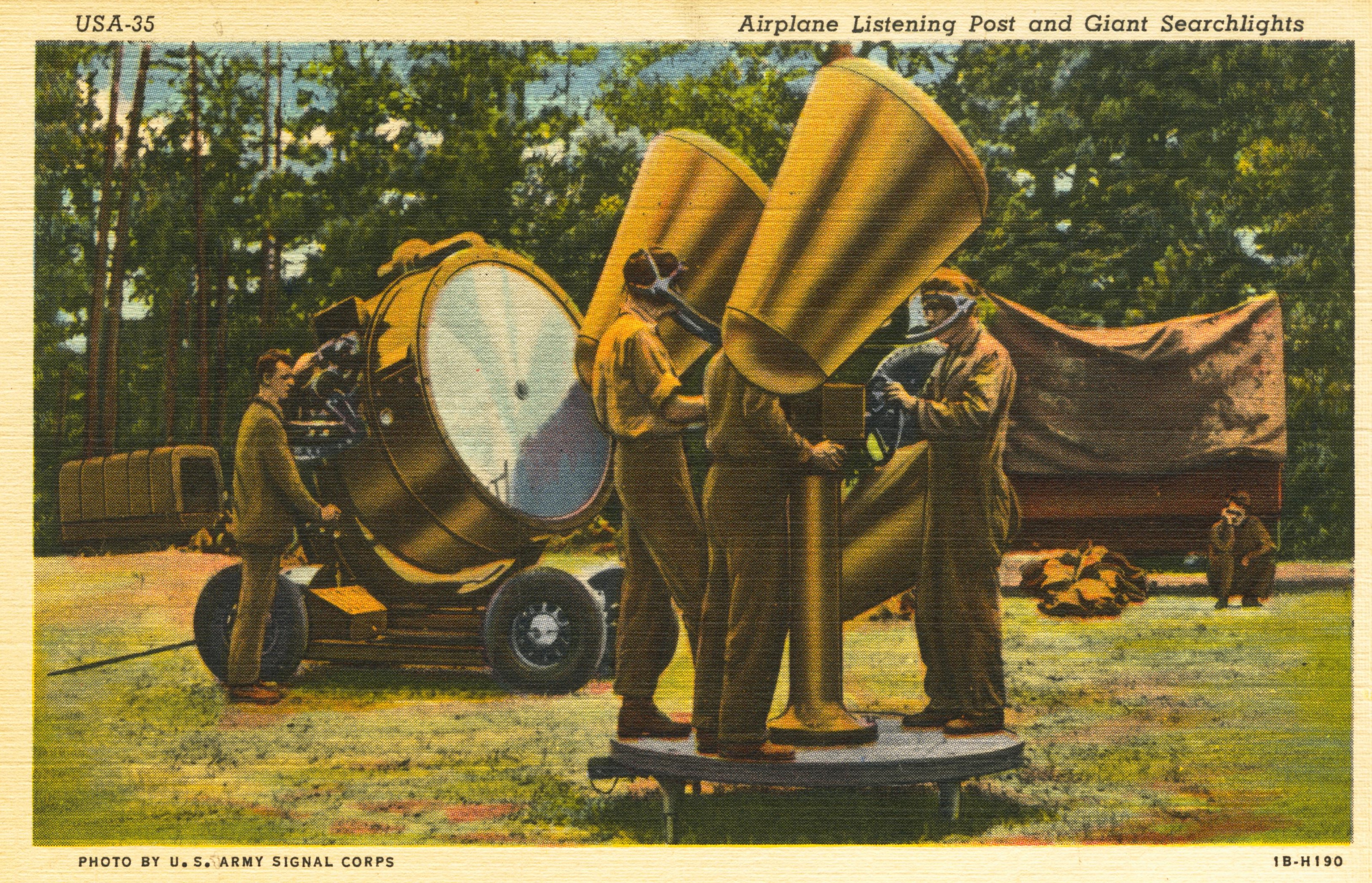 Airplane listing post and searchlight