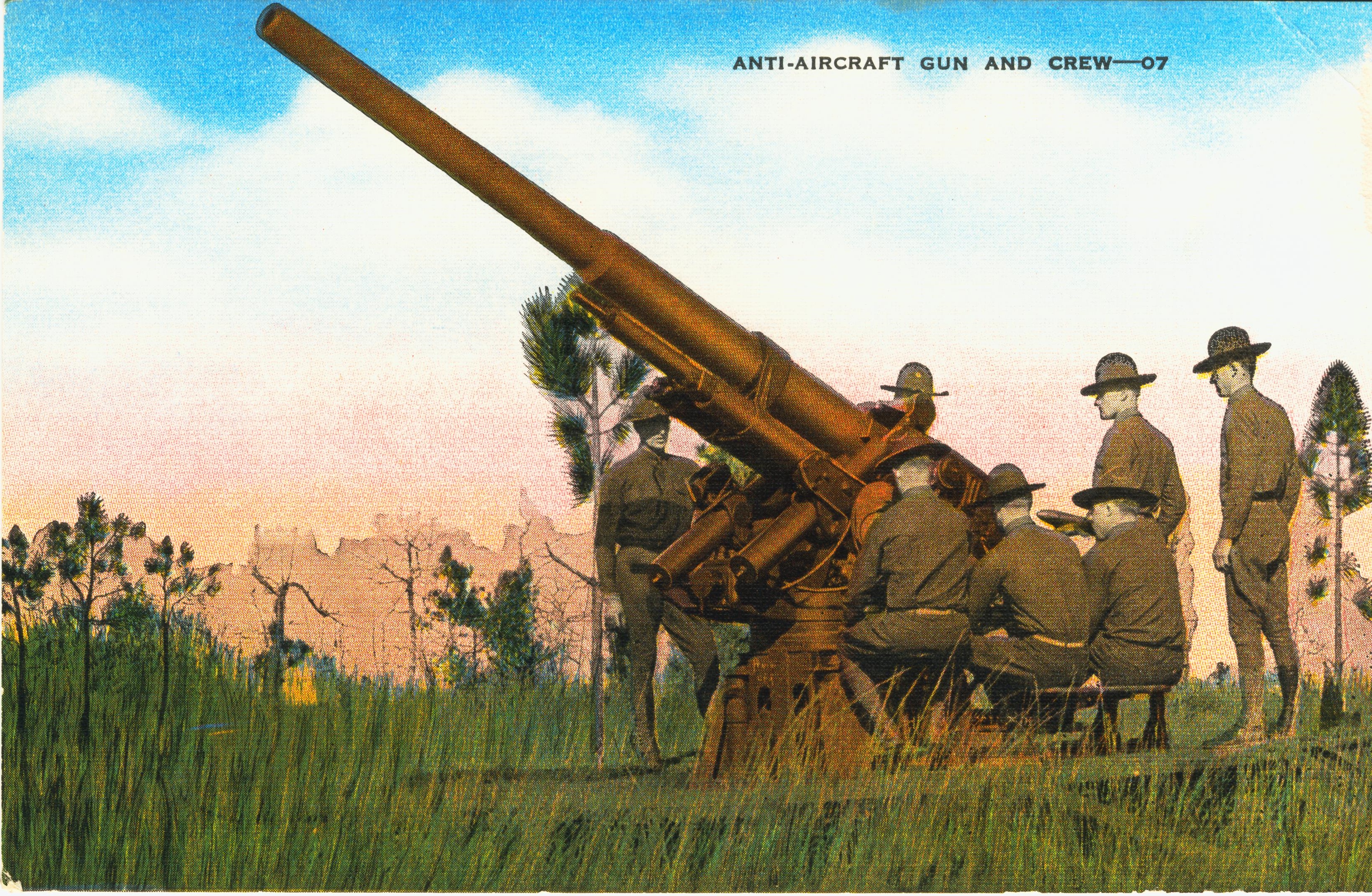Anti-aircraft gun and crew