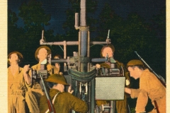Anti-aircraft gun in action at night