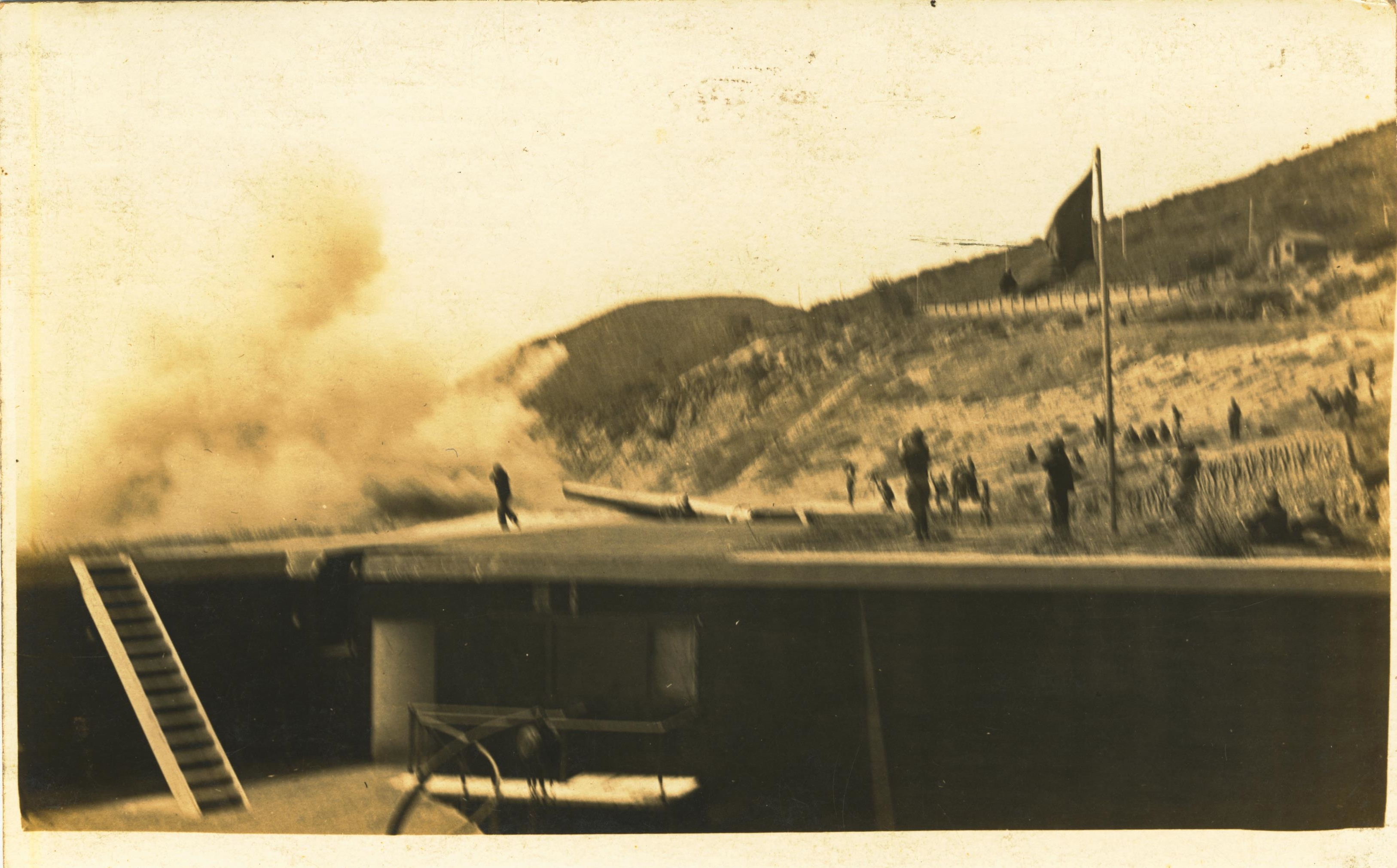 10 Inch Disappearing Gun Firing Fort Rosecrans postmarked Aug 1912