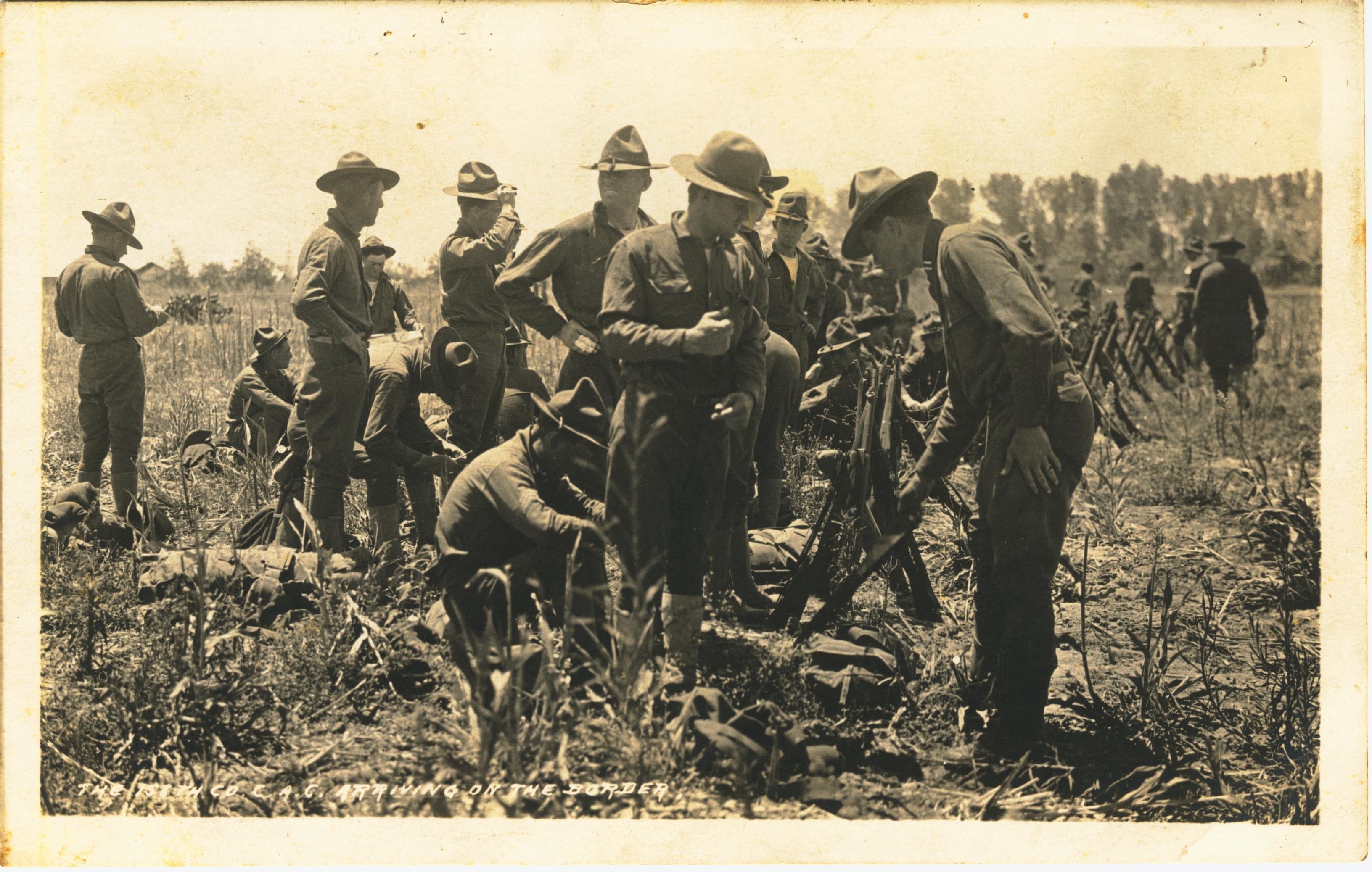 158th Company C.A.C. Arriving On The Boarder June 29 1916 likely from soldier John Brumback
