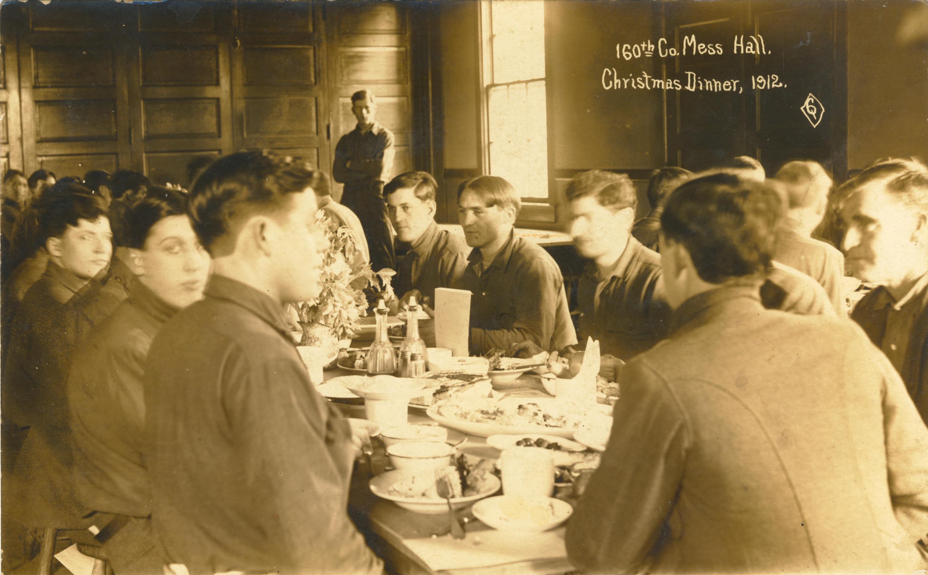 160th Company Mess Hall Christmas Dinner 1912 Fort Stevens OR