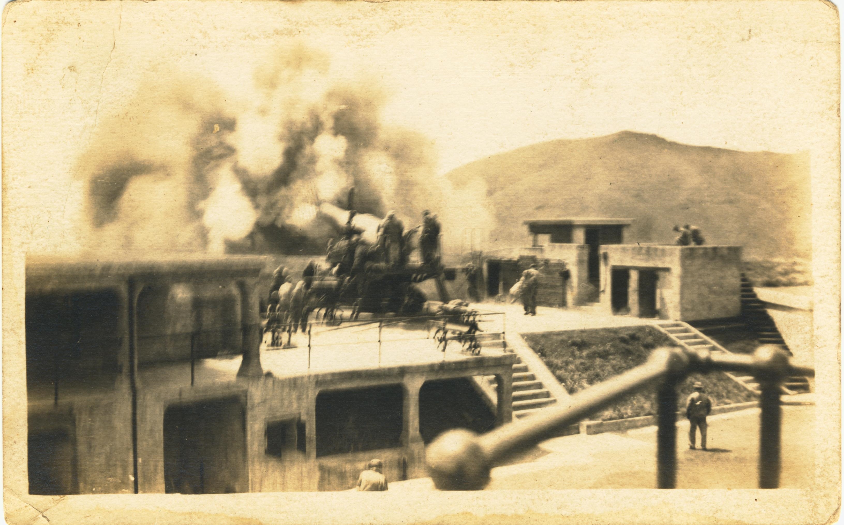 Battery Spencer firing 12 Inch Barbette Gun Fort Baker CA