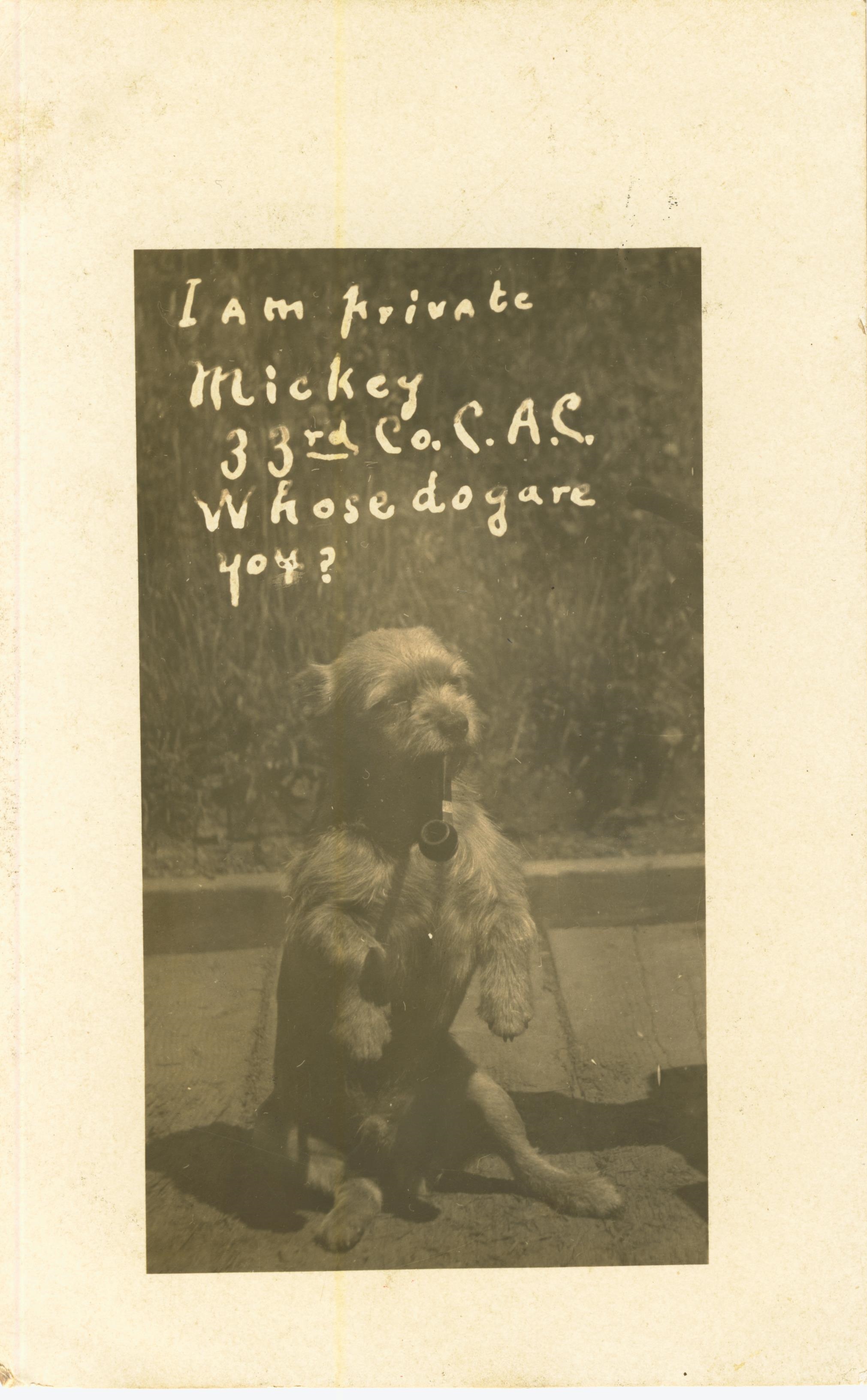 I Am Private Mickey 33rd CAC Fort Columbia Wash 21 Sept 1909