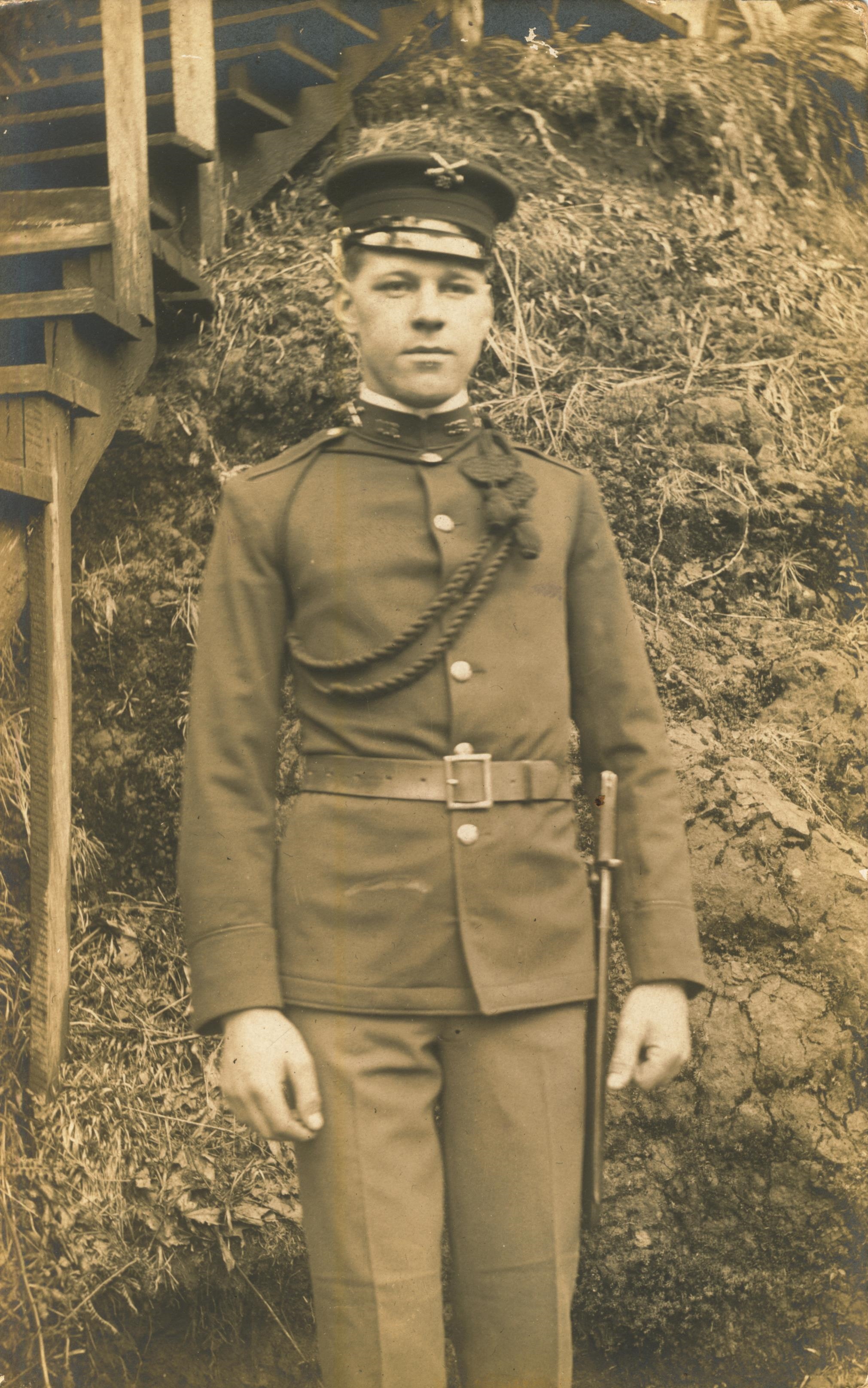On back written Pvt Over Fort Columbia WA 1908