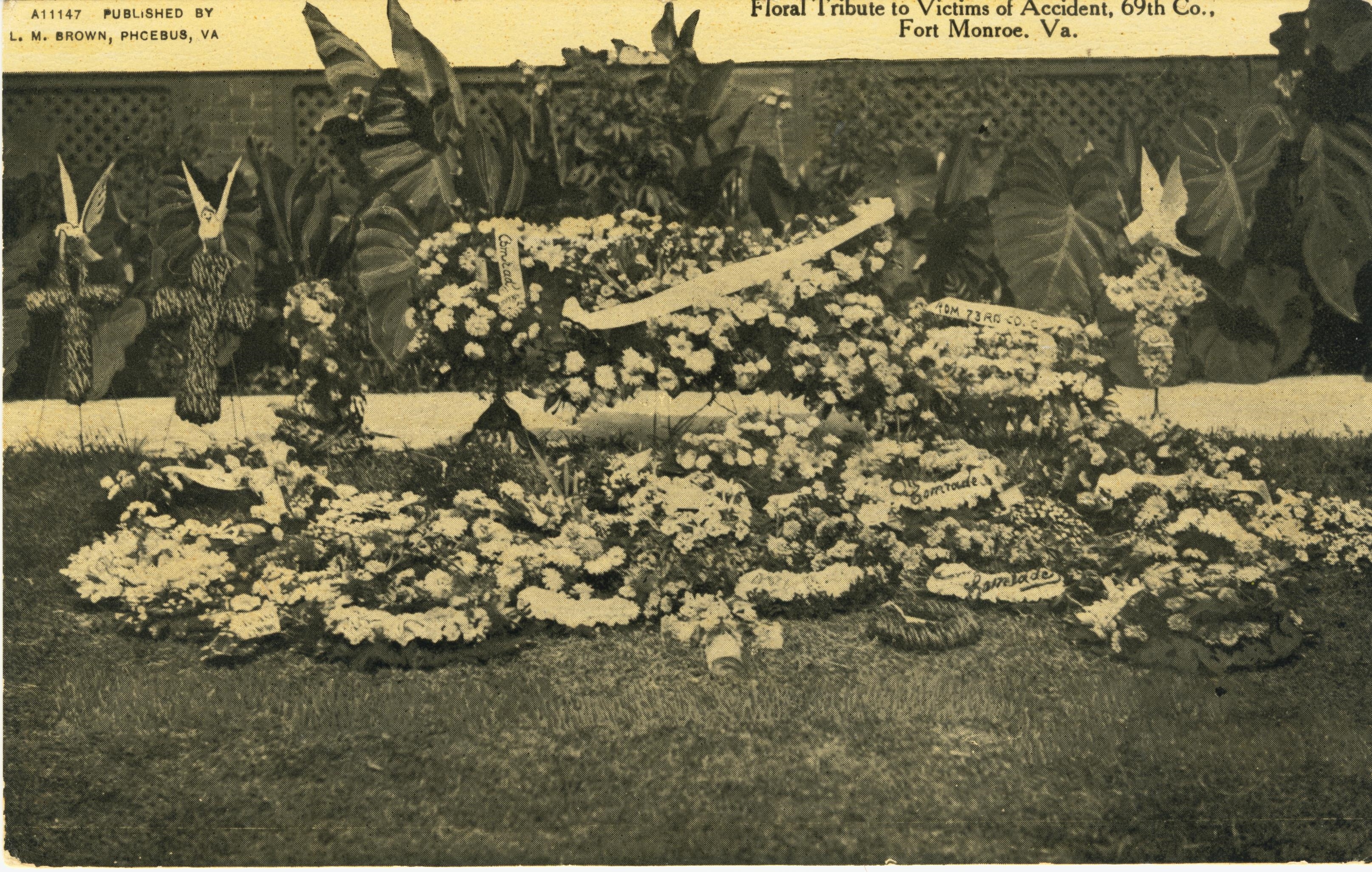 Floral Tribute to Victims of Accident 69th Co Cort Monroe VA