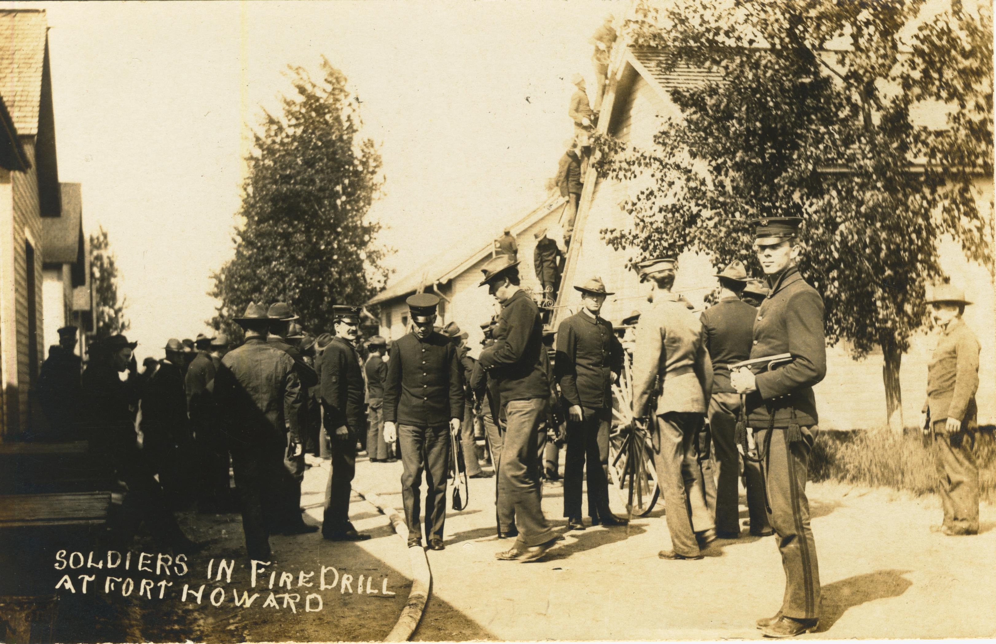 Soldiers in Fire Drill at Fort Howard MD
