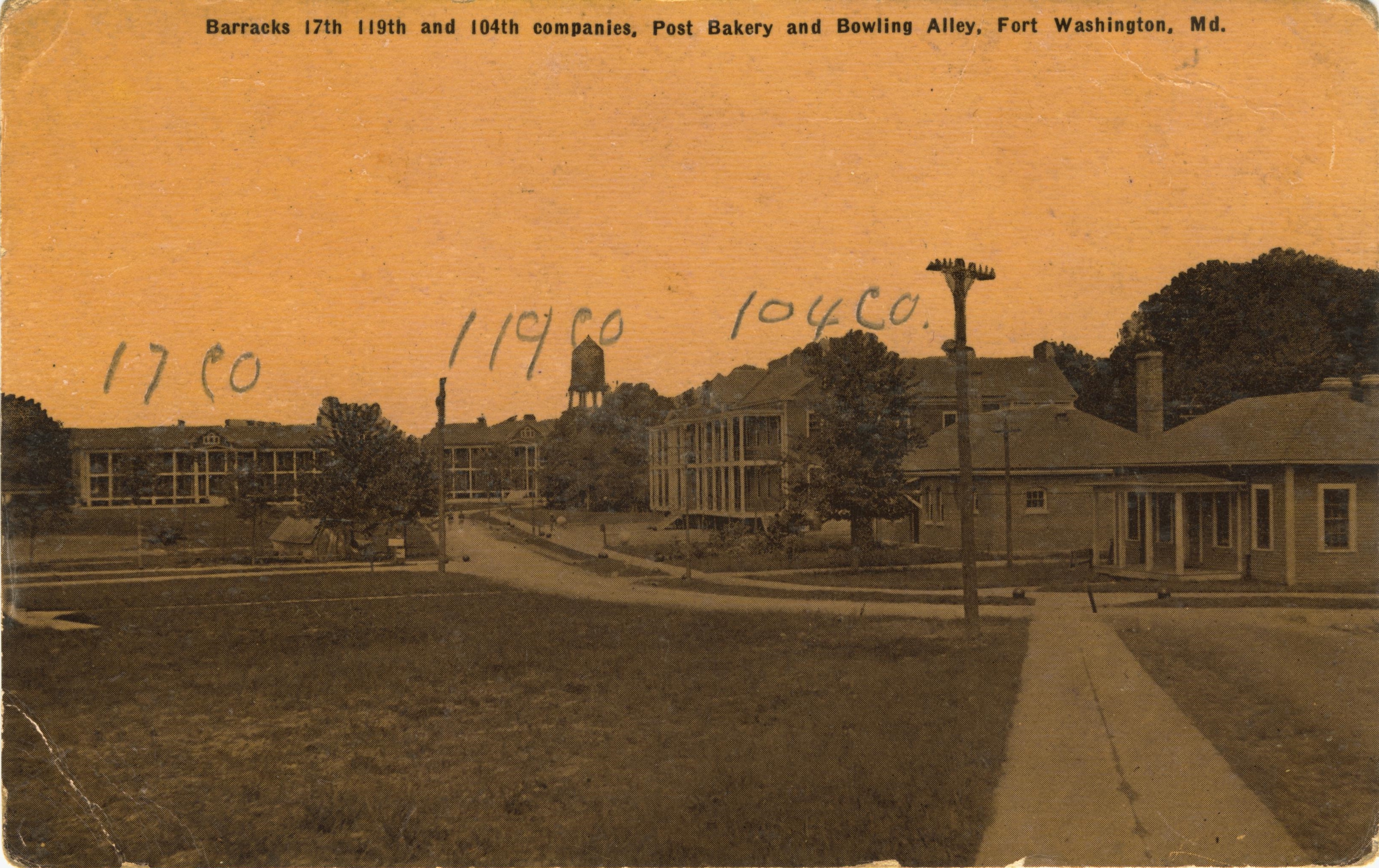 barracks 17th 119th 104th Companies Post Bakery and Bowling Alley Fort Washington MD