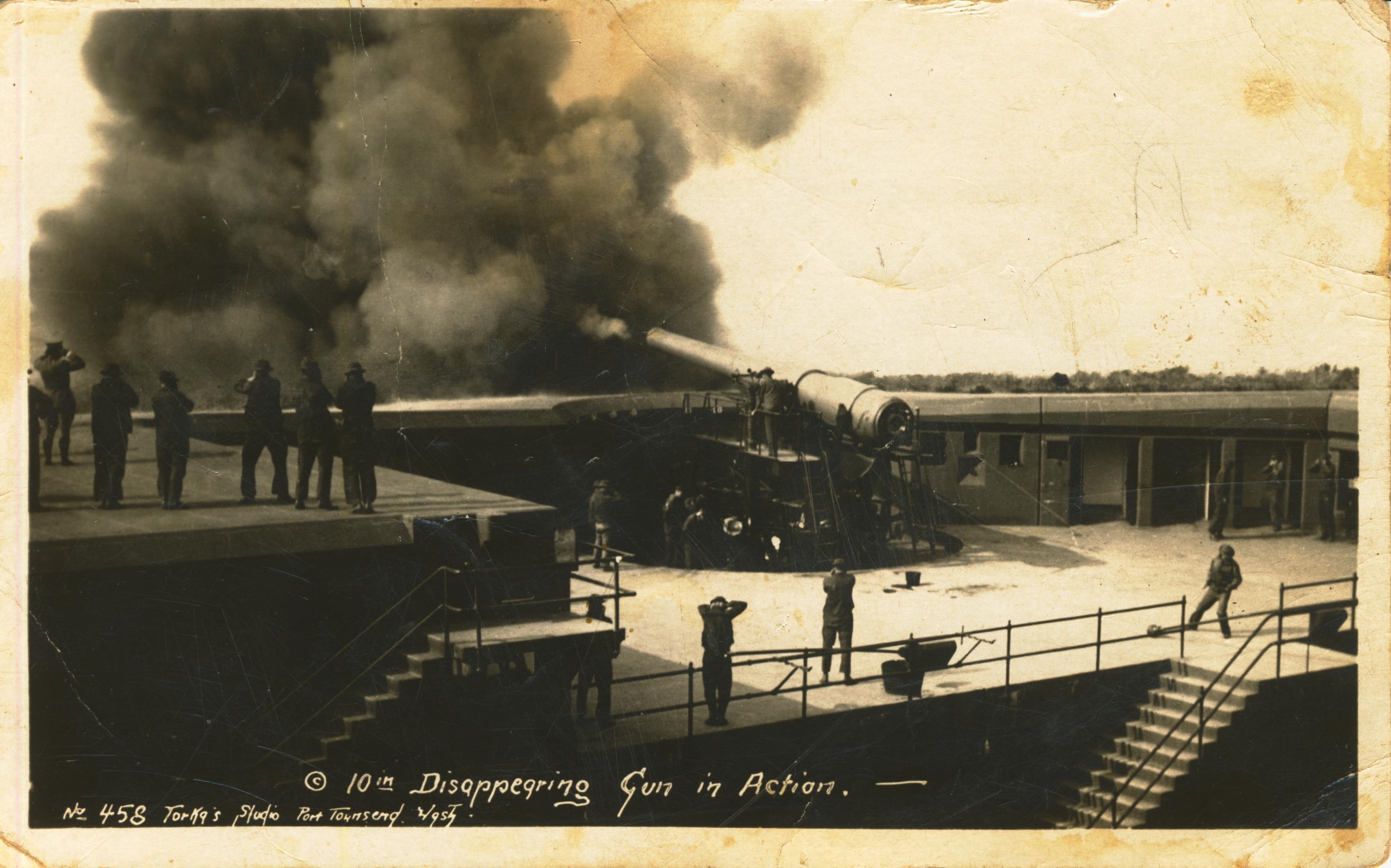 10 inch disappearing gun in acton Torka's Studio Port Townsend Wash.