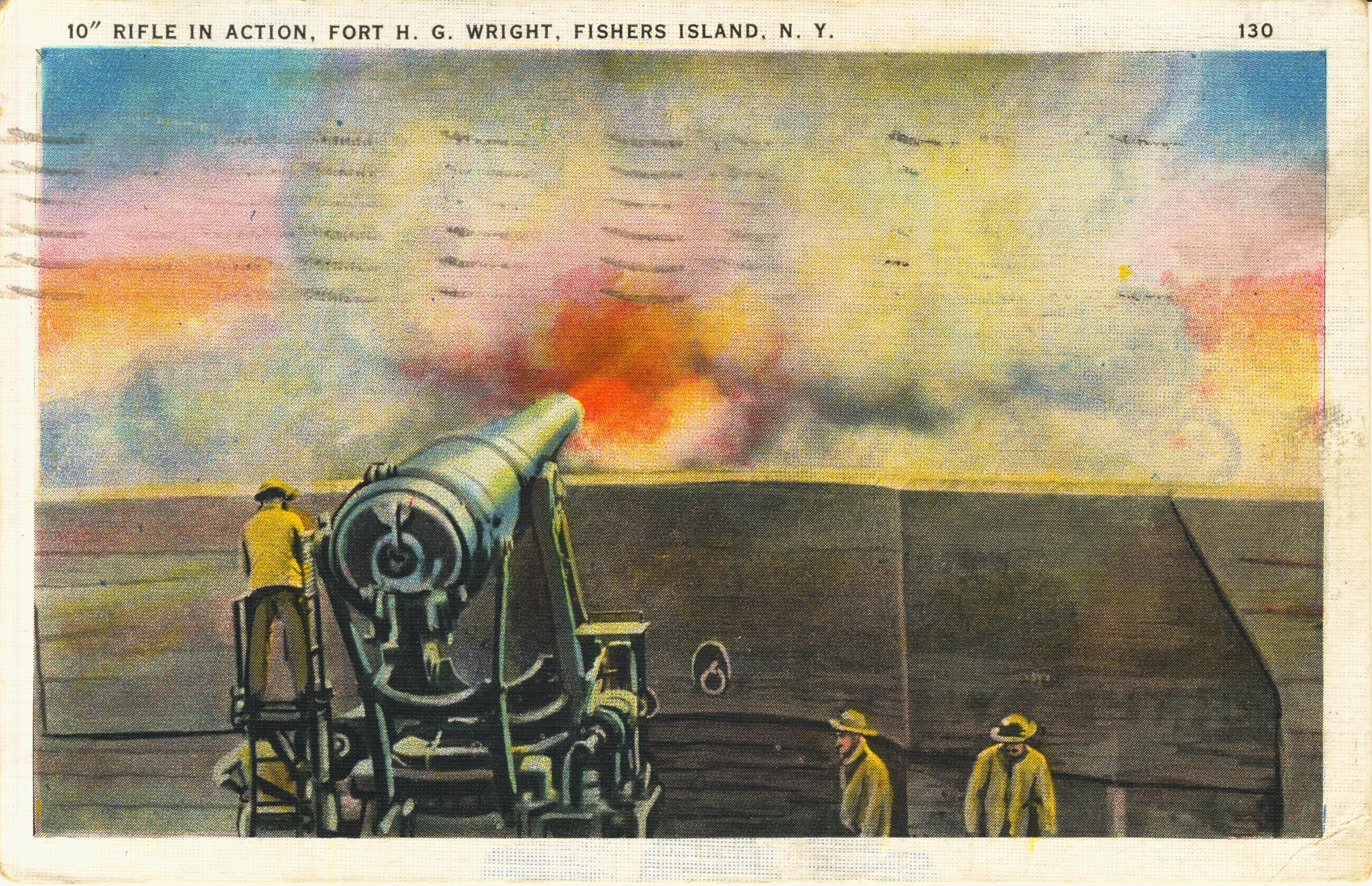 10 inch rifle in action Fort H. G. Wright Fishers Island NY