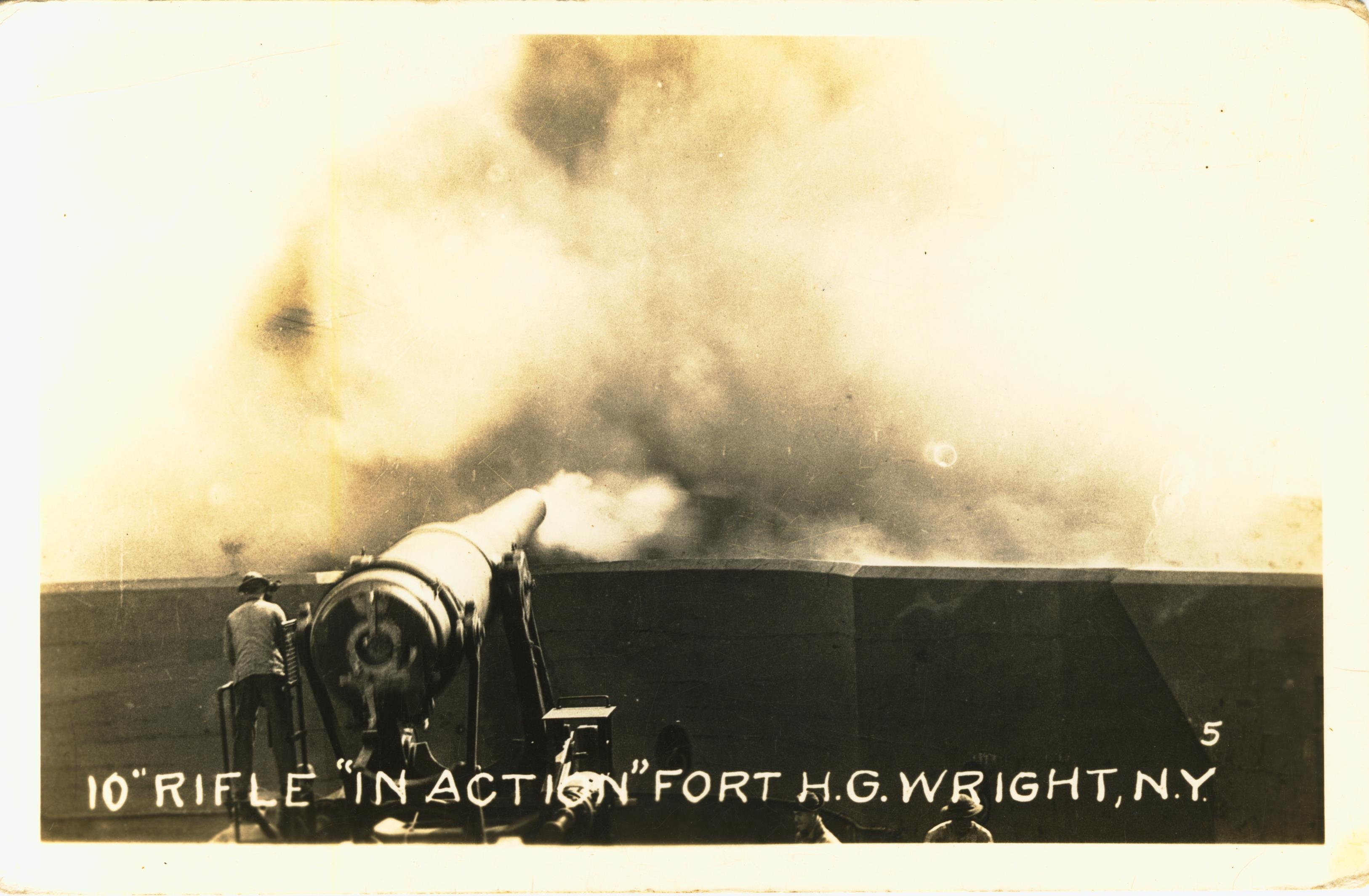 10 inch rifle in action Fort H. G. Wright NY