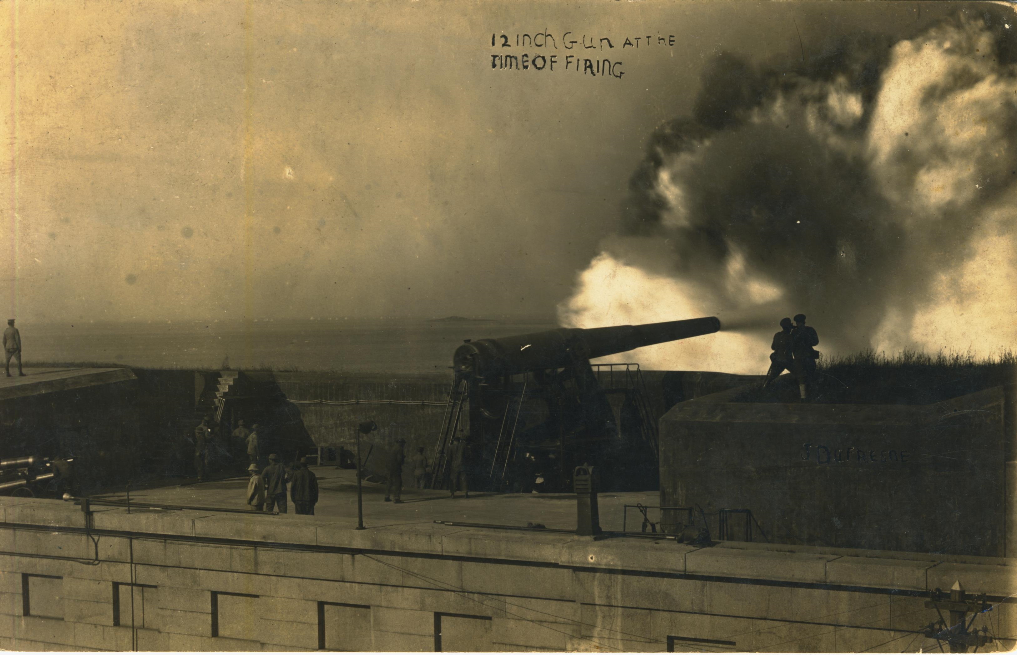 12 inch gun at time of firing