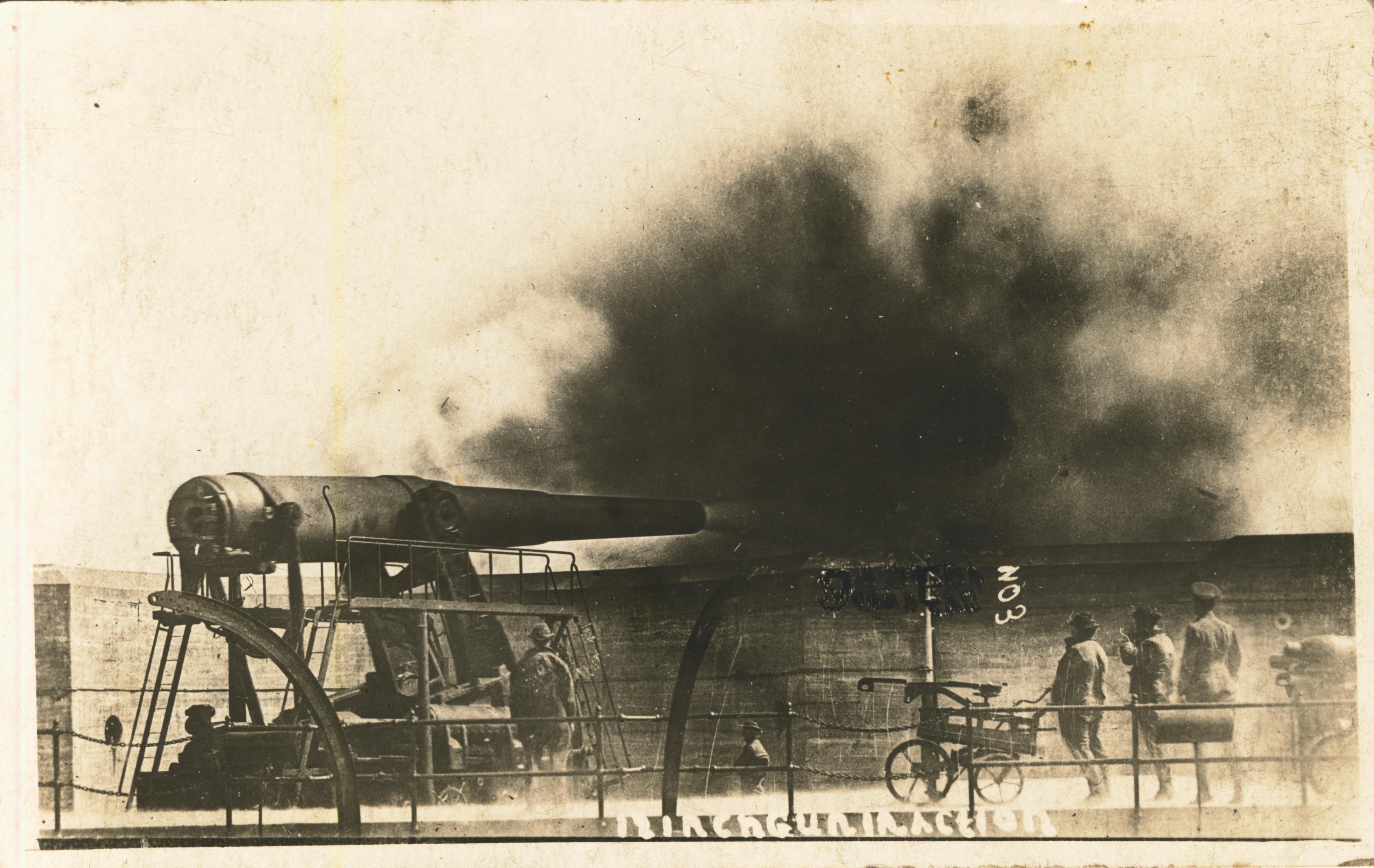 12 inch gun in action