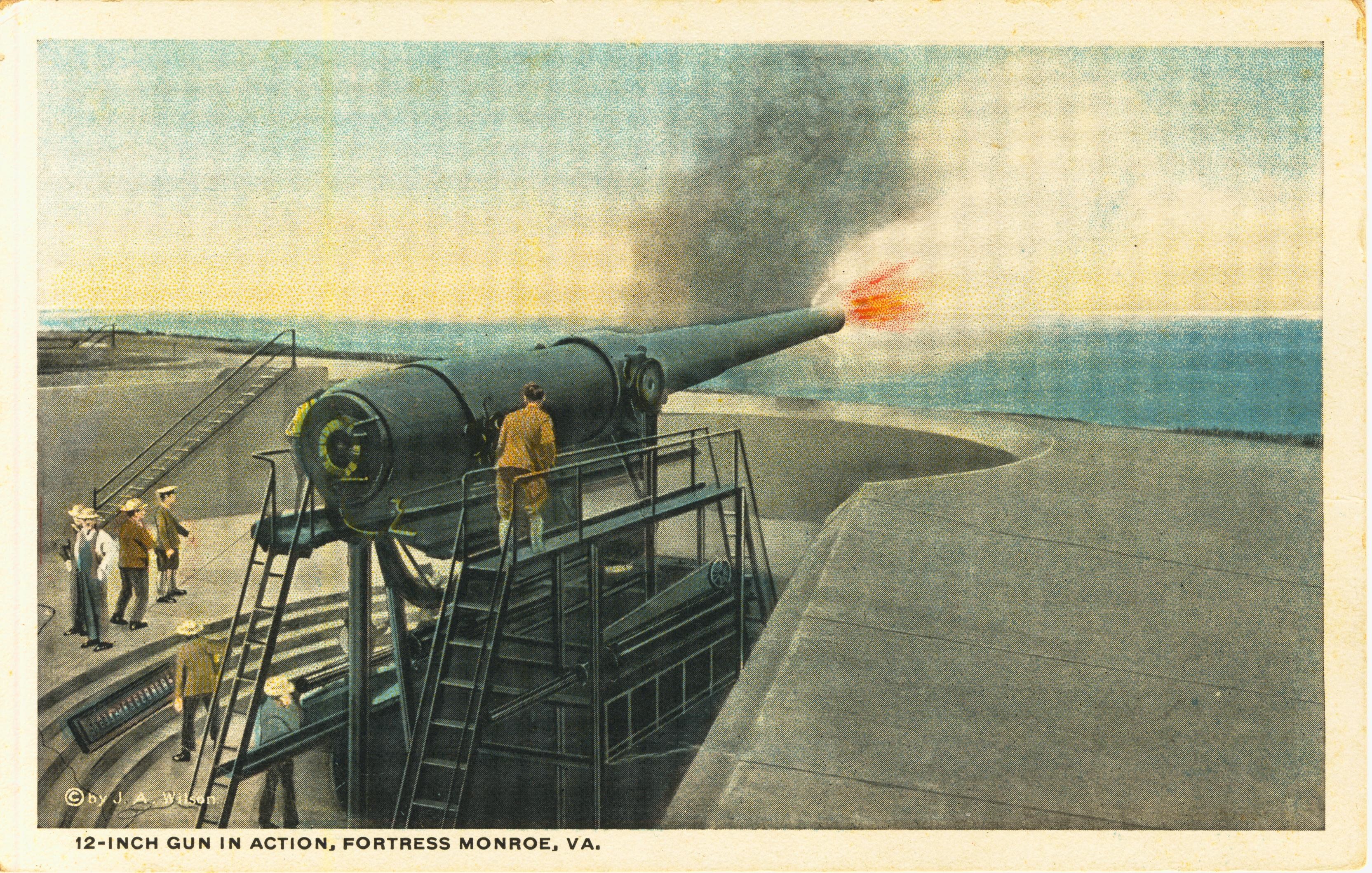 12 inch gun in action Fort Monroe VA 1