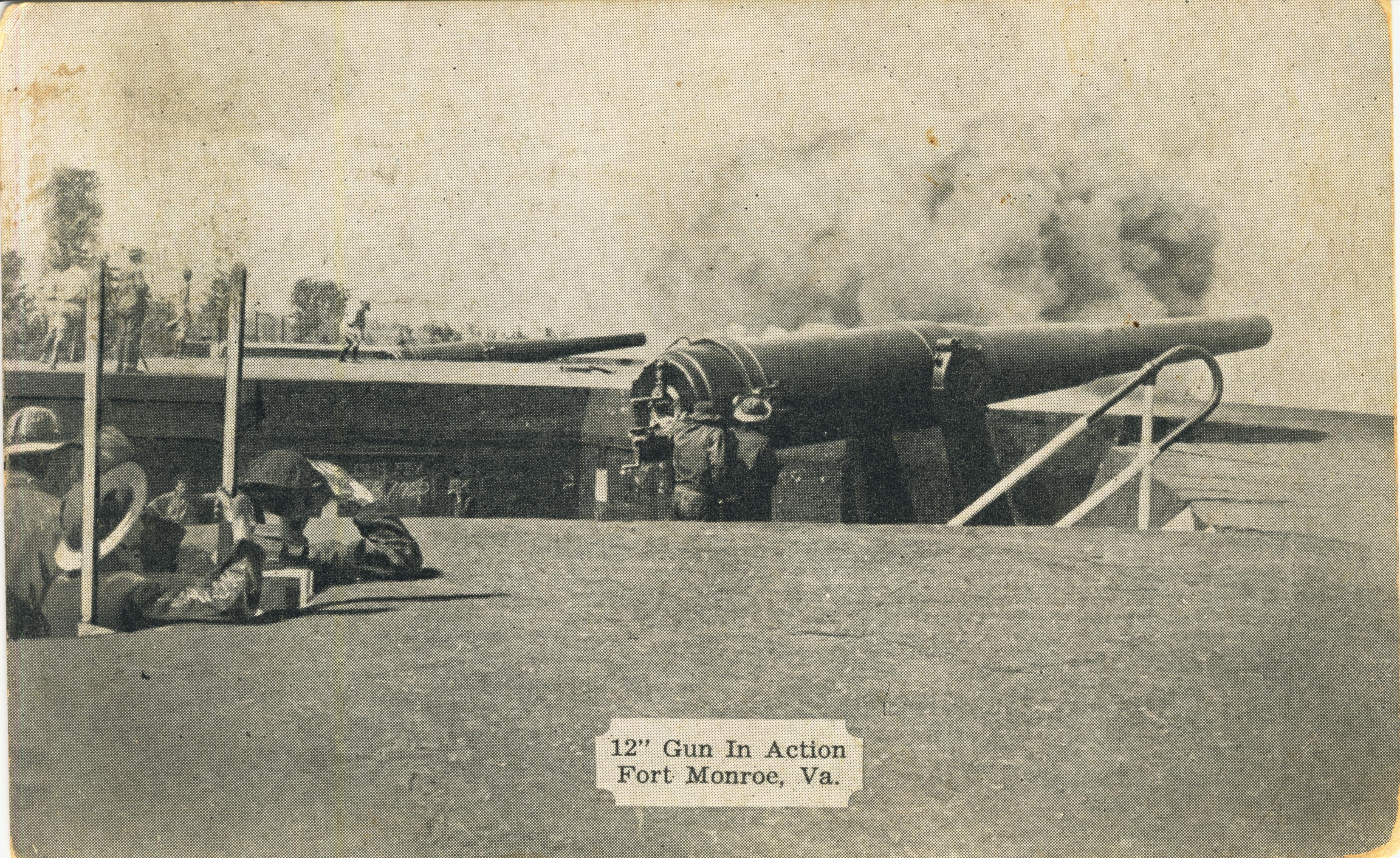 12 inch gun in action Fort Monroe VA
