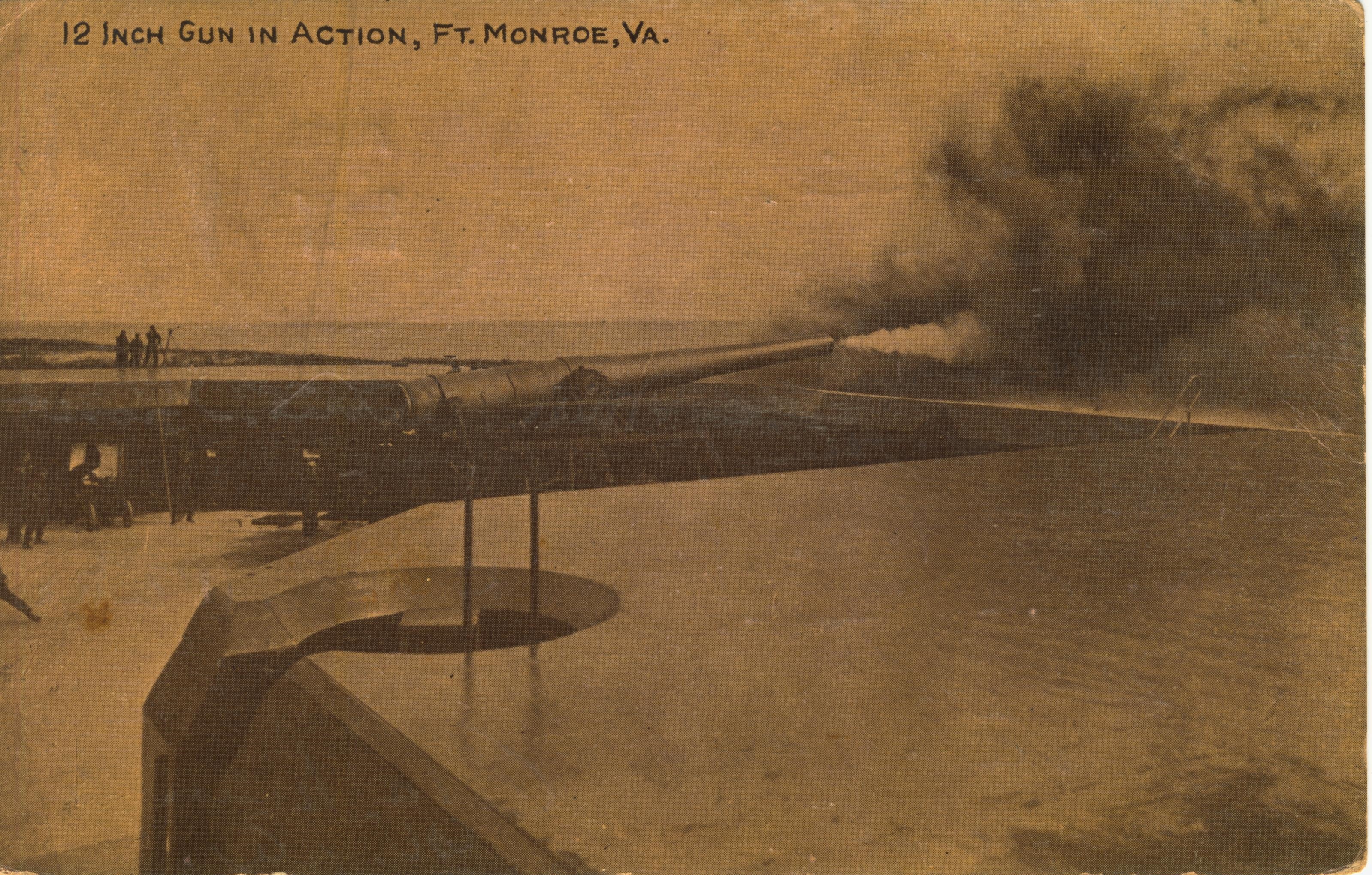 12 inch gun in action Ft Monroe VA