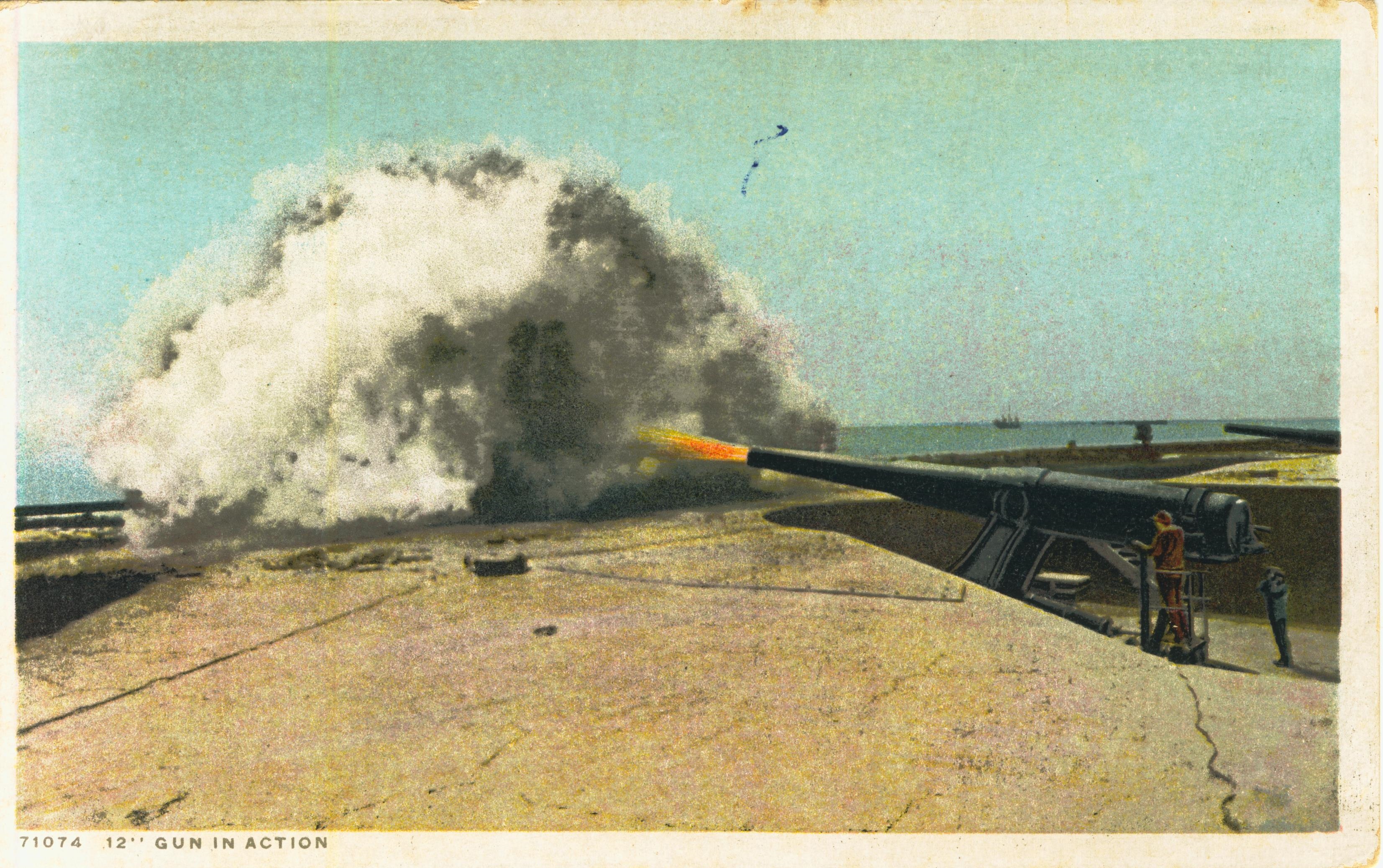 12 inch gun in action
