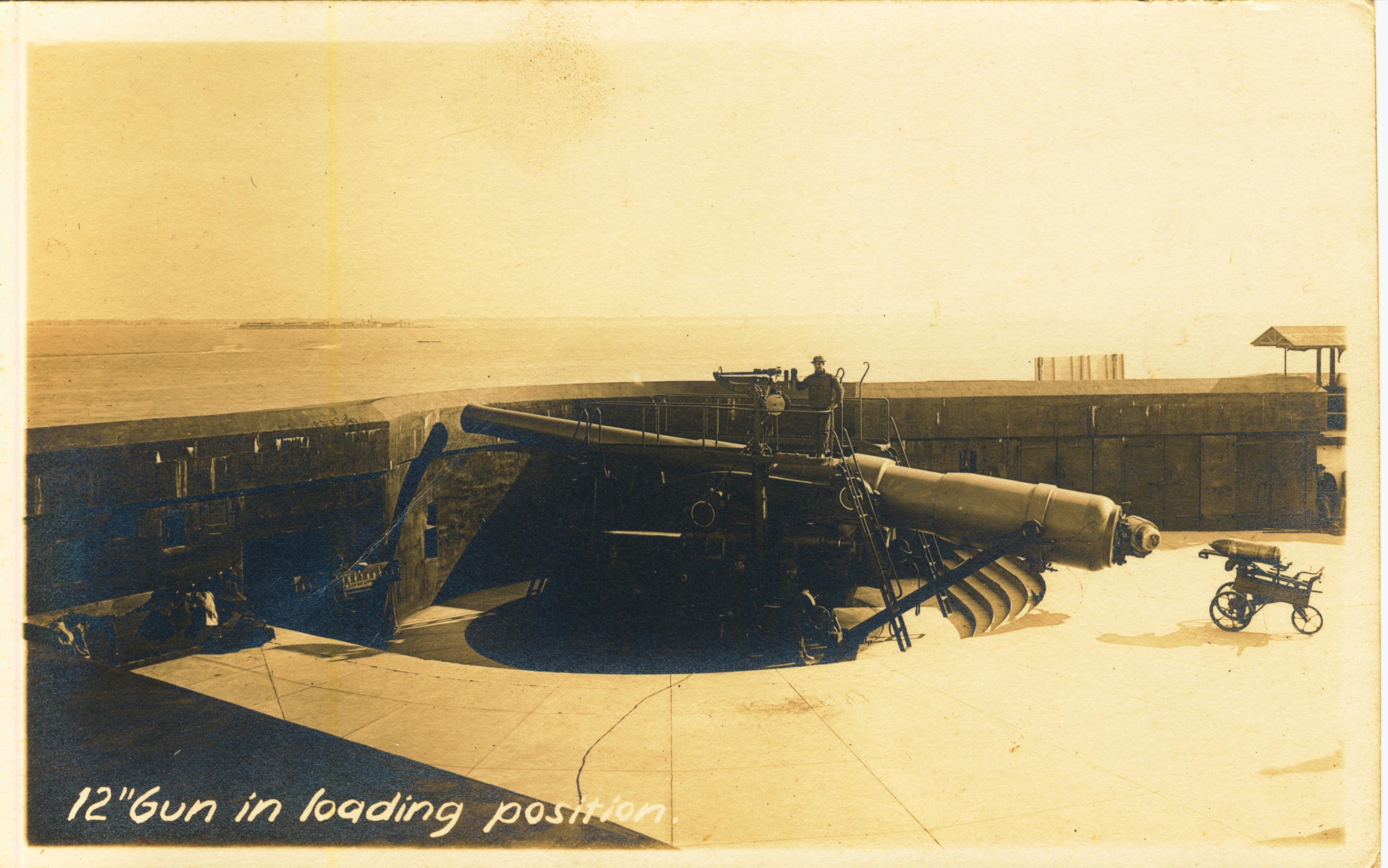 12 inch gun in loading position