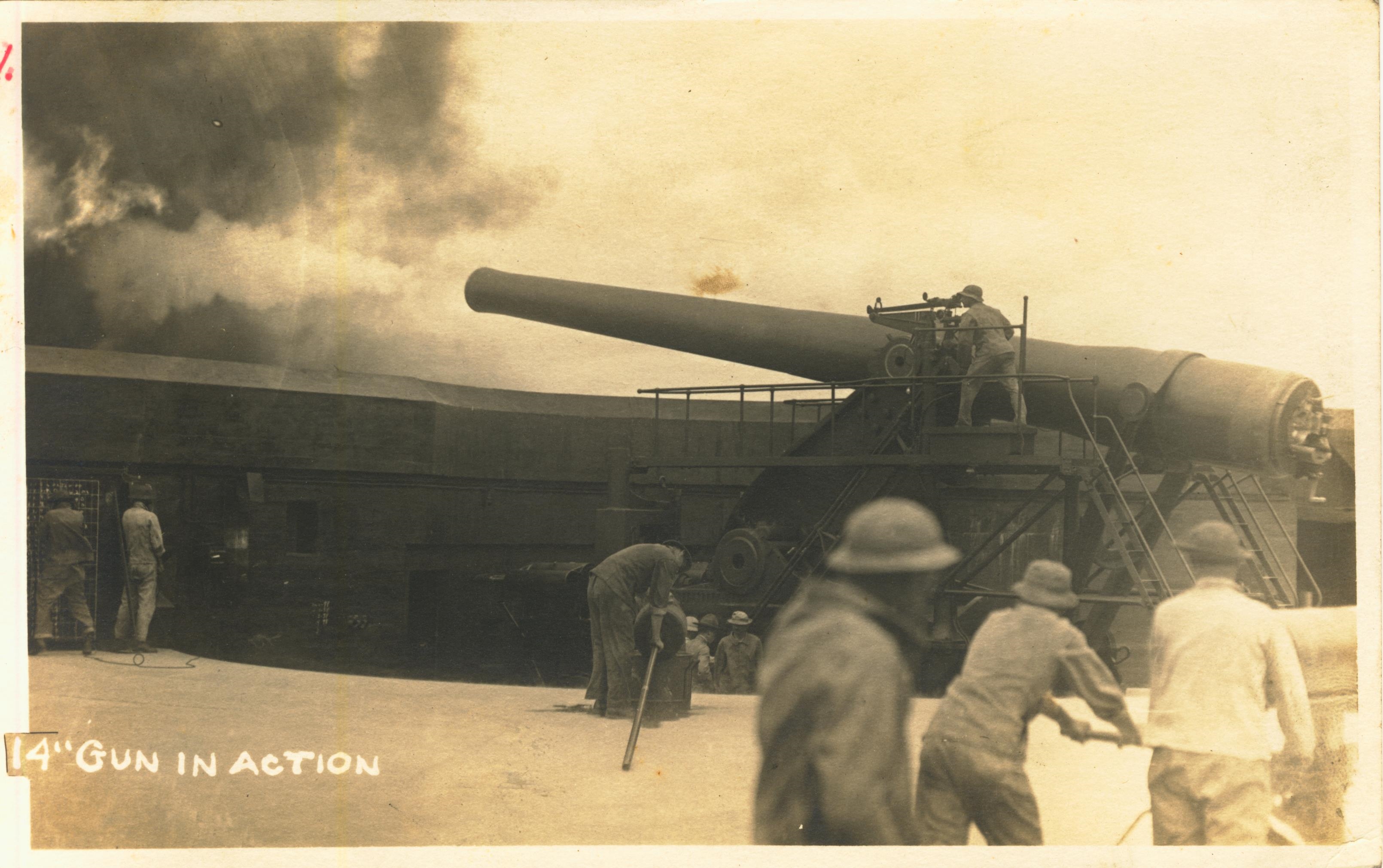 14 inch gun in action