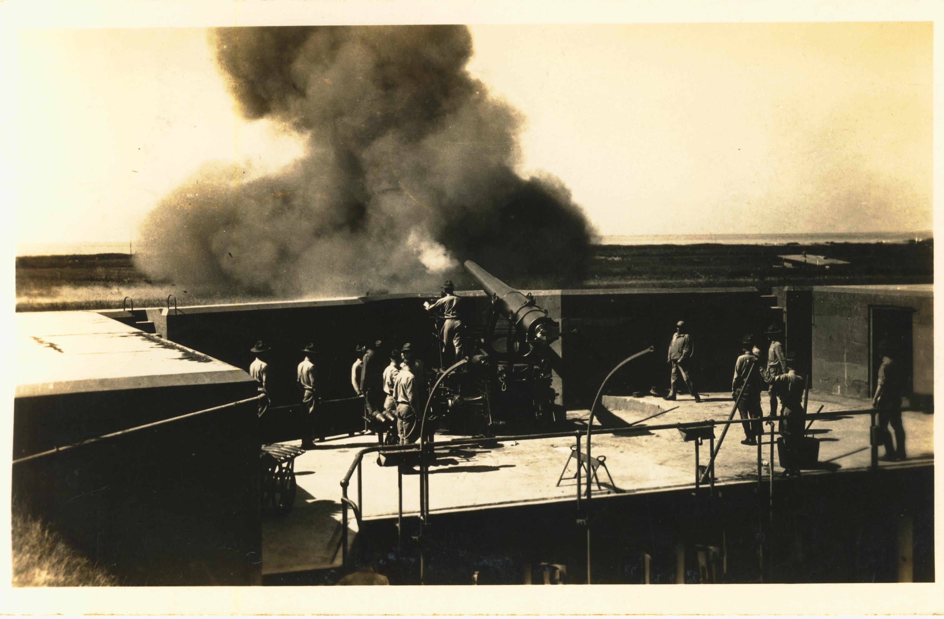 Disappearing gun firing postmarked Honolulu HI Aug 4 1937