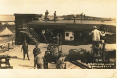 Artillerymen manning disappearing rifles back states at Fort Dupont Del Nichols Studio Delaware City Del