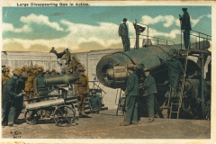 Large disappearing gun in action