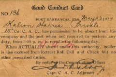 Good Conduct Card Fort Barrancas