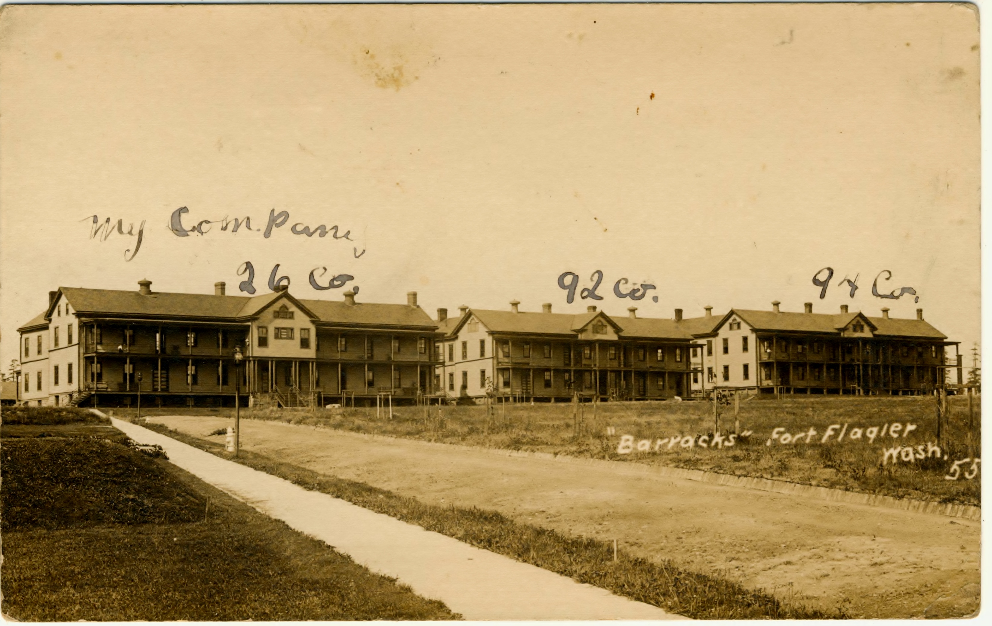 Fort Flagler Barracks Postmarked Mar 1913