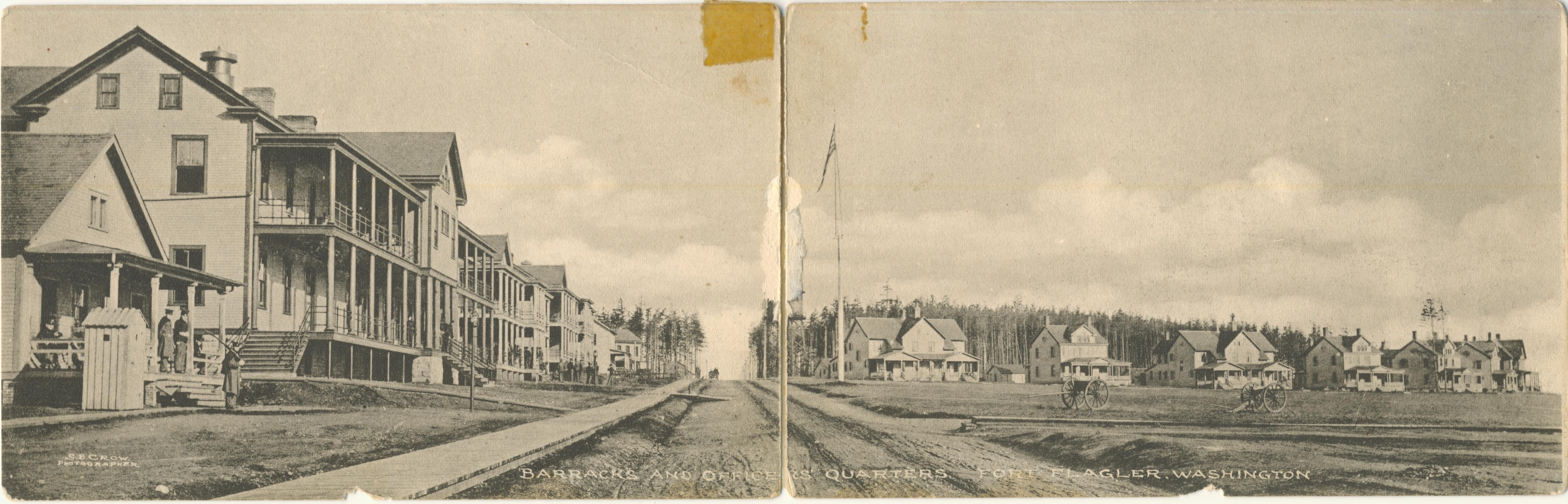 Fort Flagler Barracks and Officers Quarters Postmarked April 1908