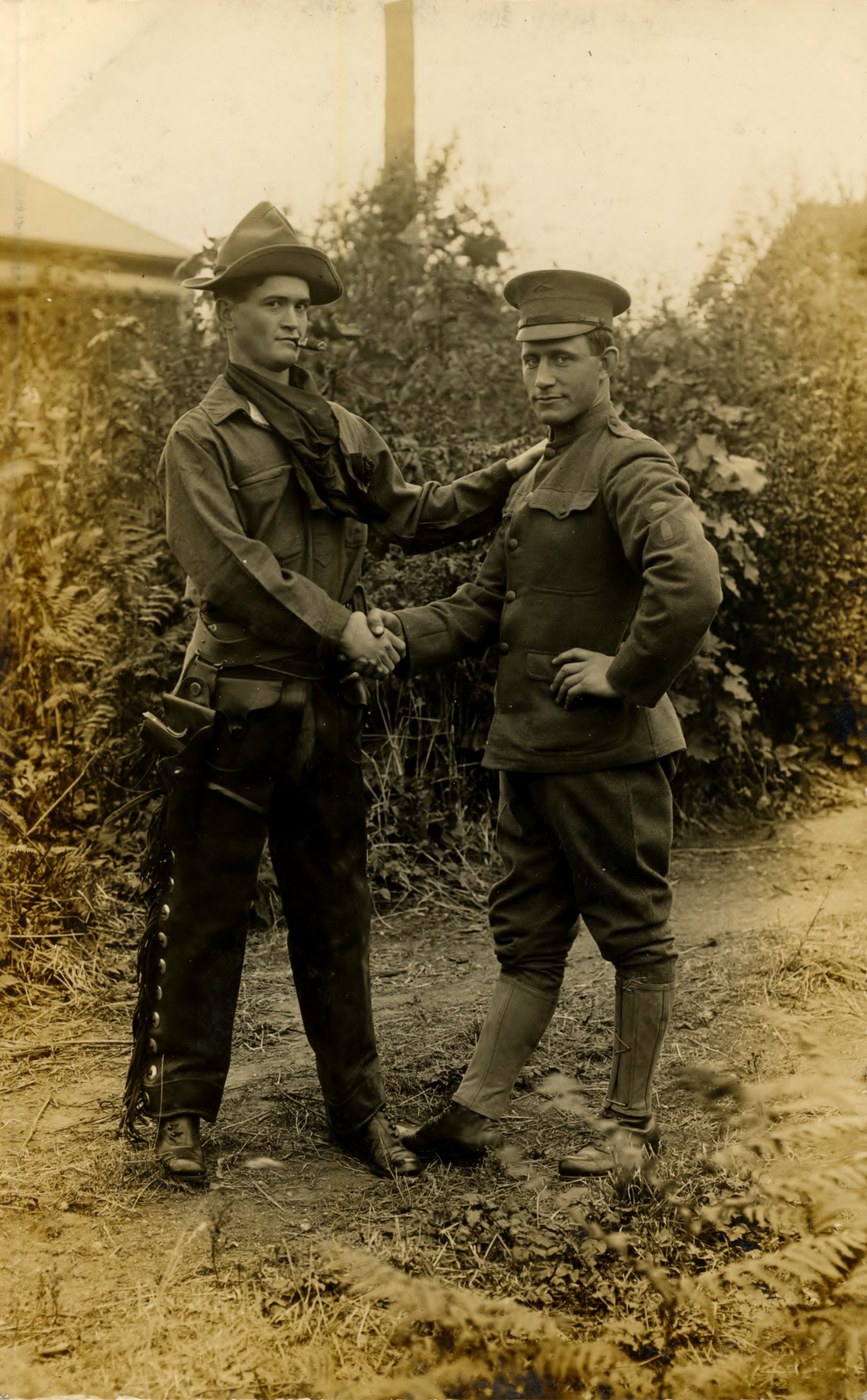 From Fort Flagler Album Soldiers Shaking Hands