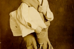 From Fort Flagler Album Soldier with Pretend Bagpipe and Kilt