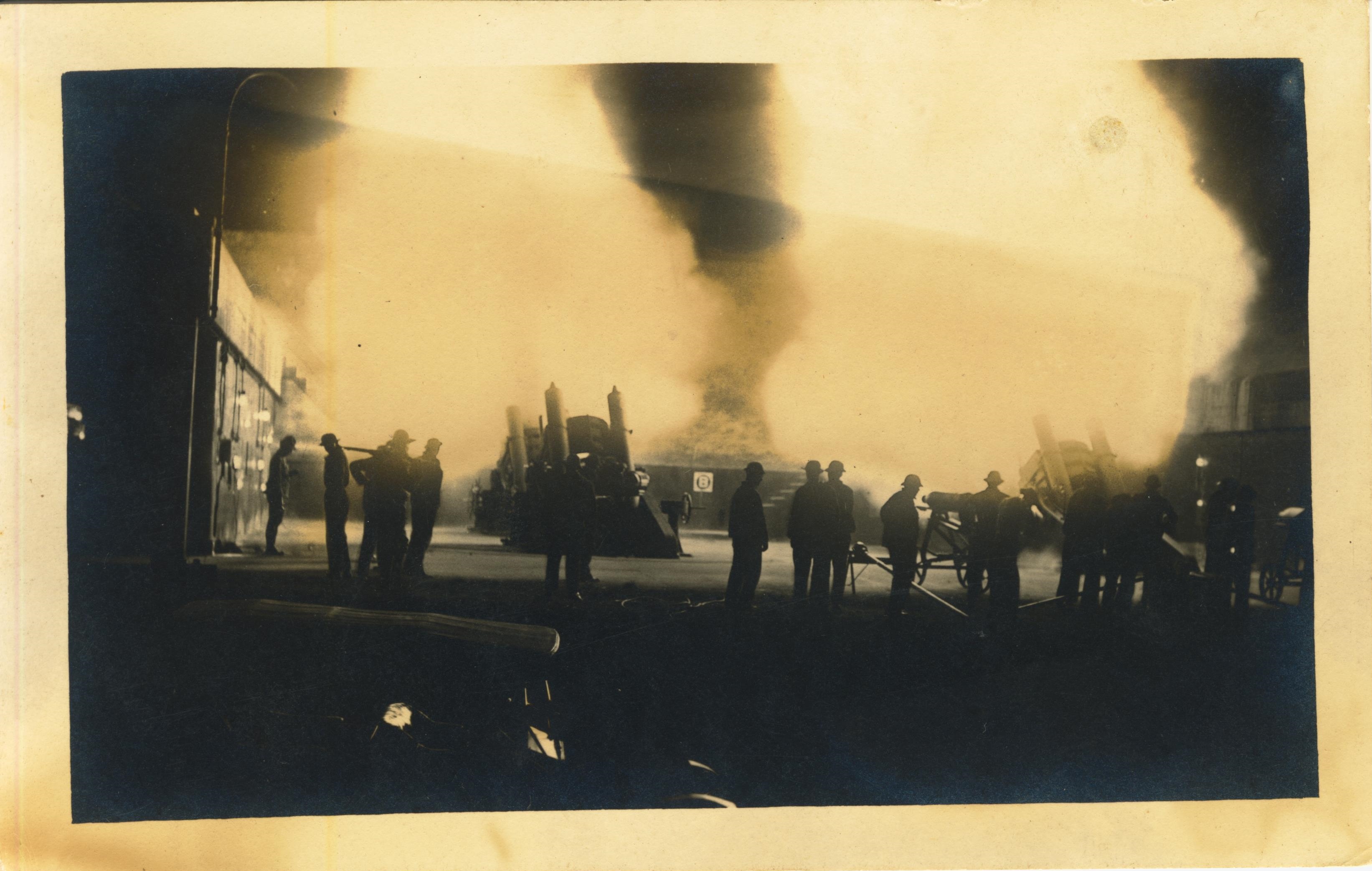 Written on back Fort Kamehameha Night Practice on Mortars Capt B Taylor in Command Aug 22 1916