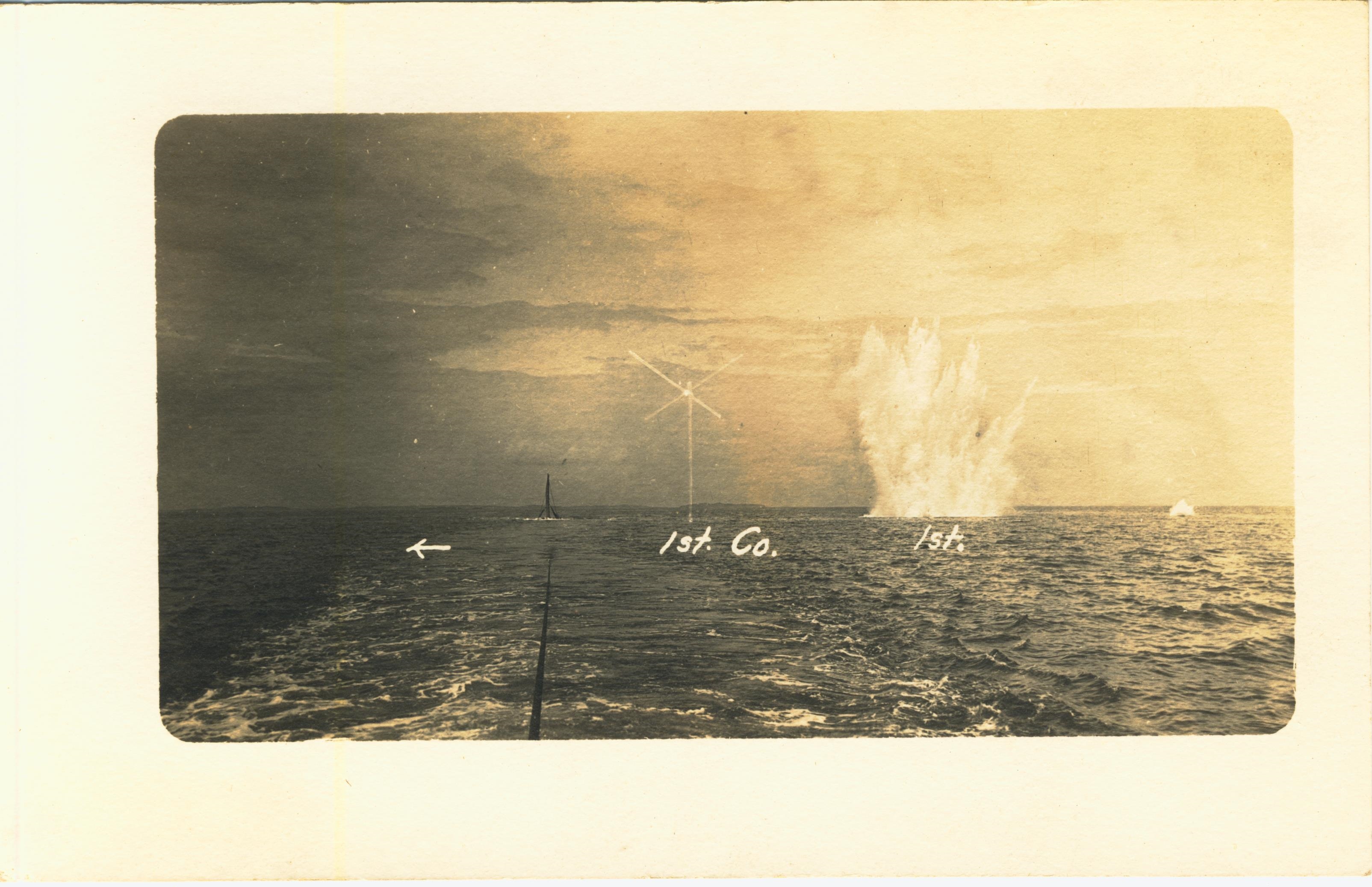 Group of photos from Champion gunners 1st CO N.G.S.M. 1912 showing target and splash