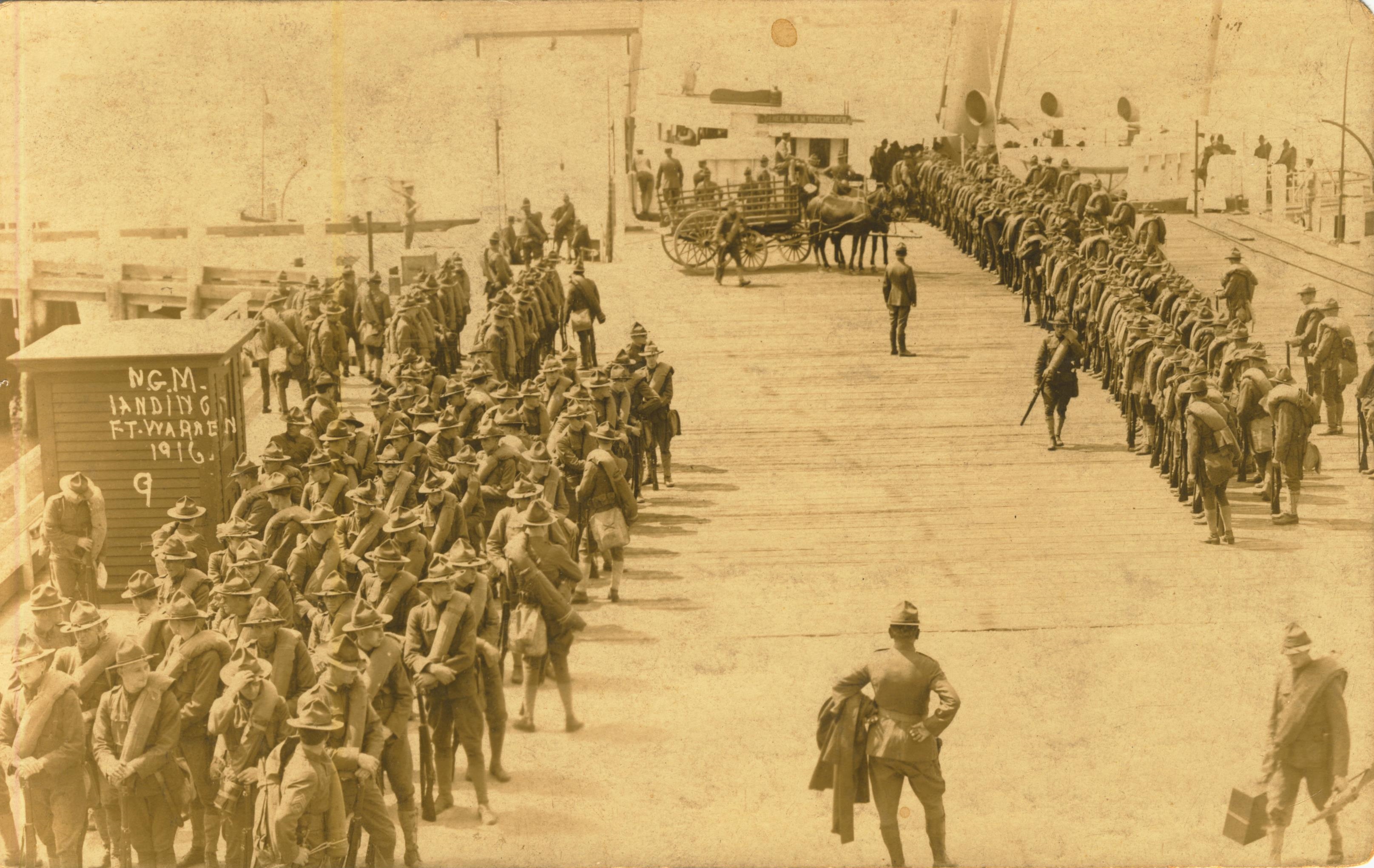 N.G.M. landing Ft Warren 1916