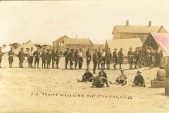 R.I. troops mess line Fort Standish Mass 32nd Co Coast Artillery of Boston