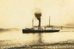 U.S. Army submine mine planter Armistead planting mines off Fort Scott CA.