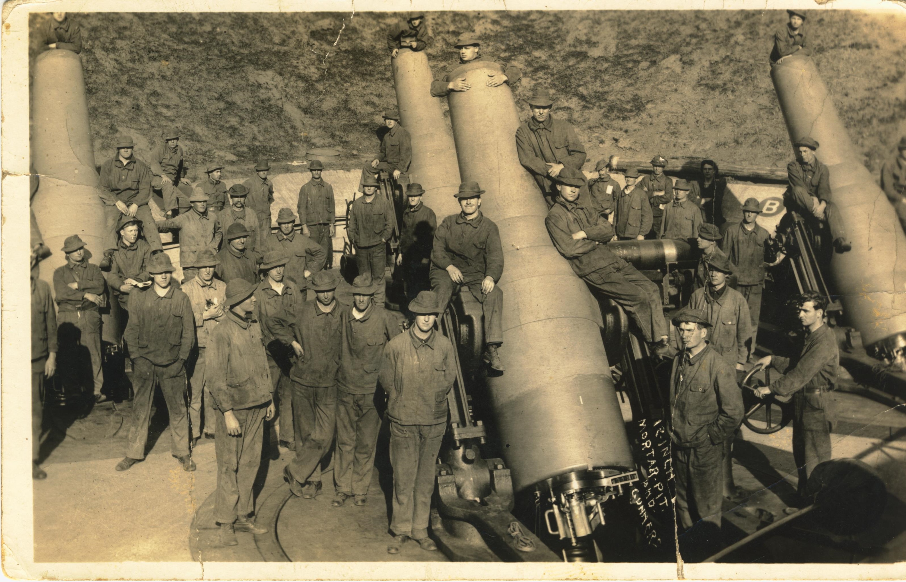 12 inch mortars and gunners from soldier at Fort Warren Mass