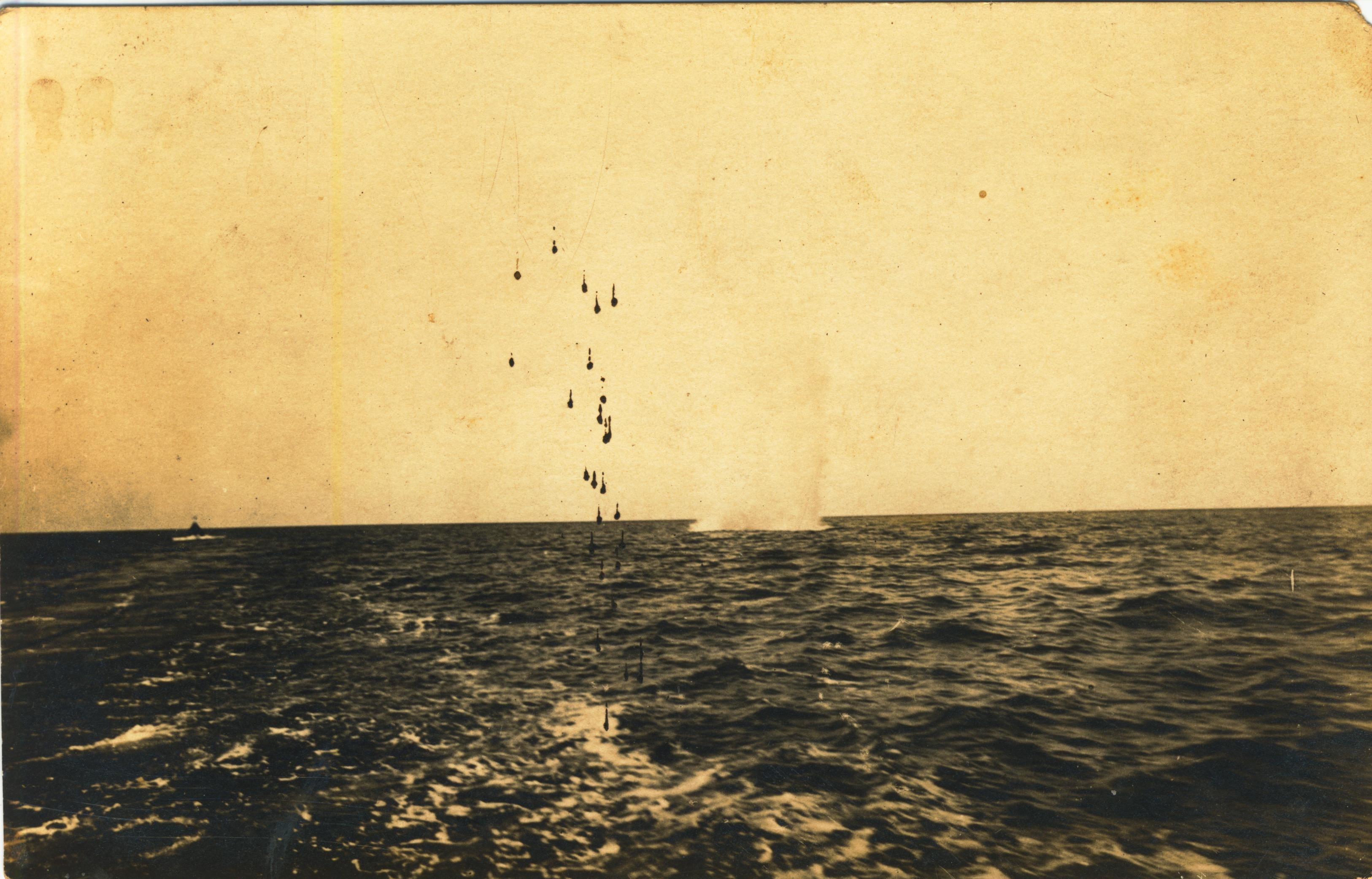 Back states splash from mortar from Fort Ruger