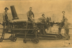 Soldiers sitting on shells