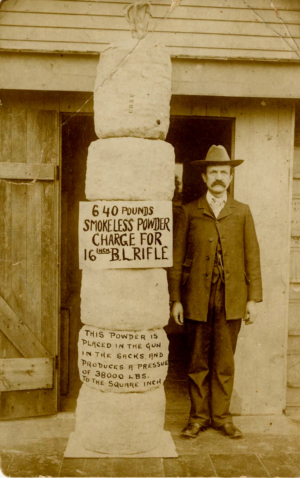 640 pounds smokeless powder for 16 inch B L Rife