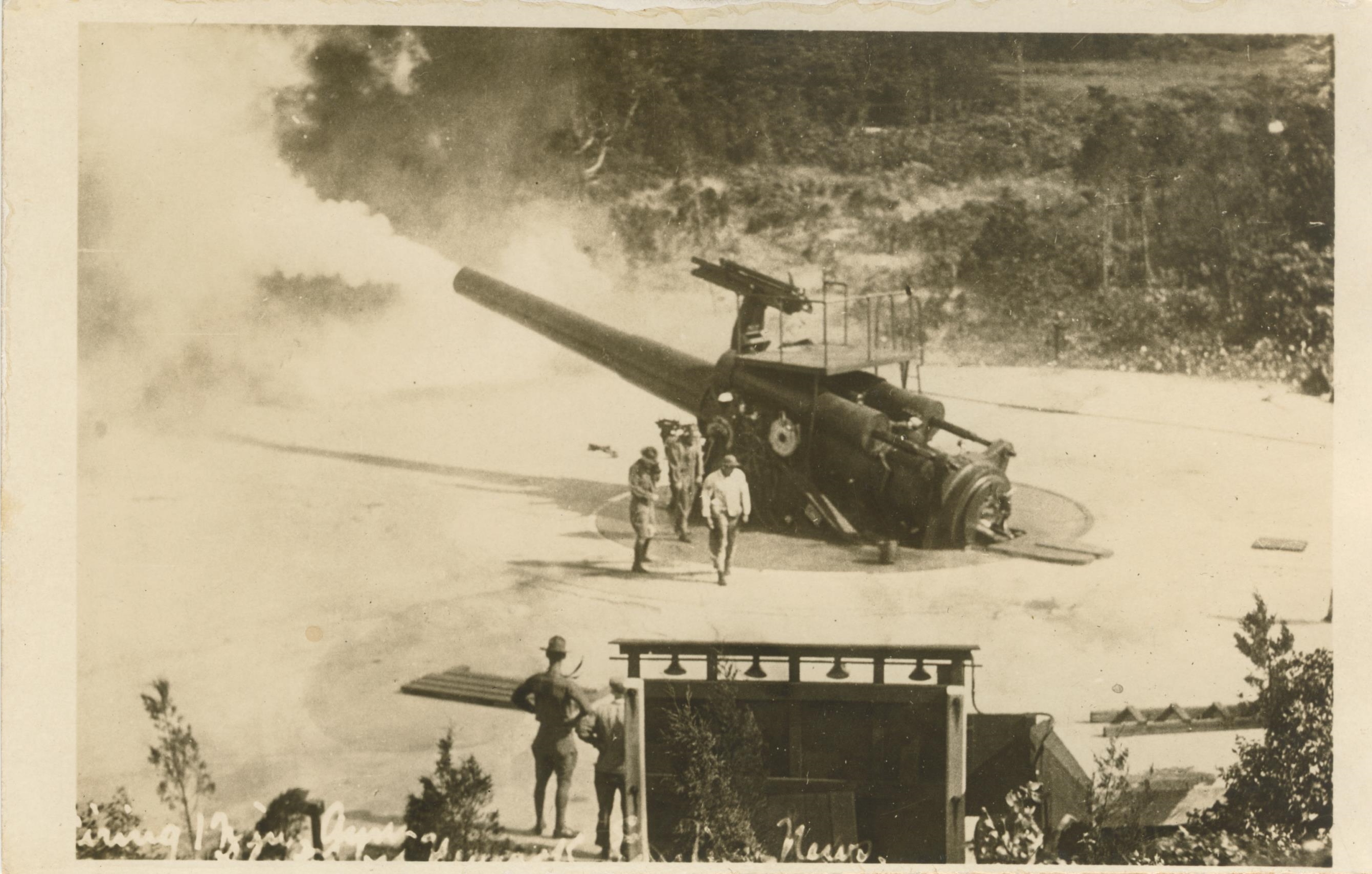 Firing 12 inch guns