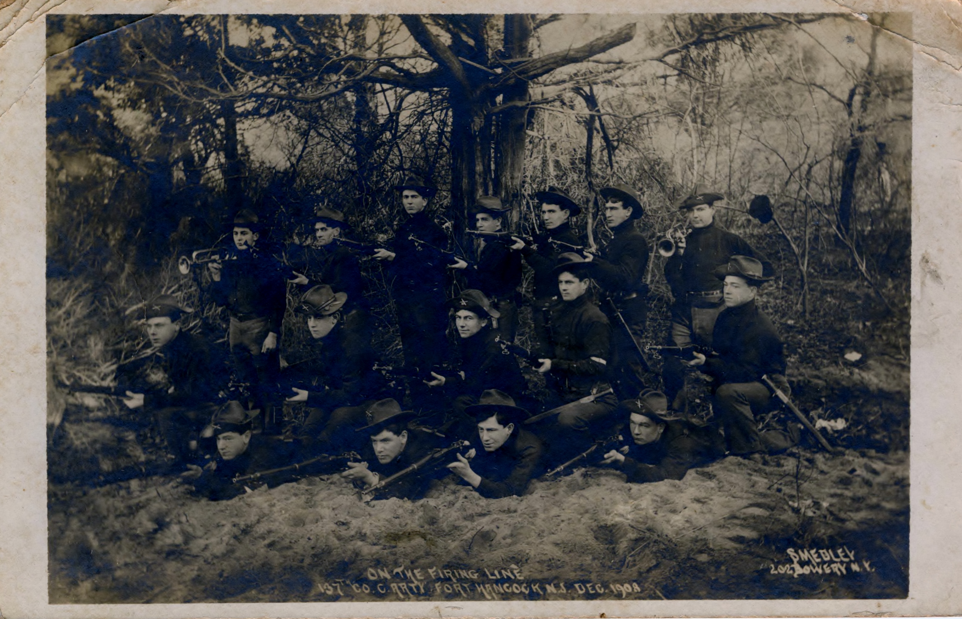 On the Firing Line 137th Co Coast Artillery Dec 1908