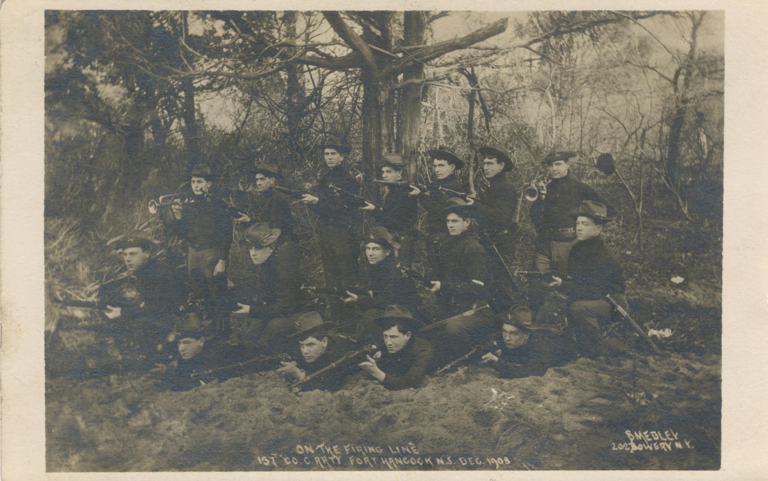 On the Firing Line 137th Co Fort Hancock Dec 1908