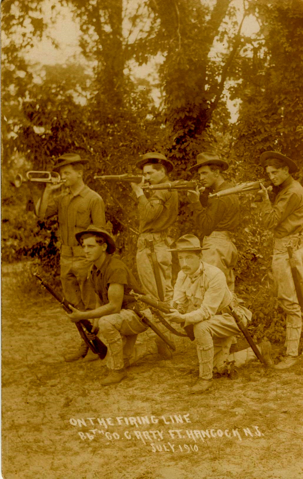 On the firing line 86 th Co Coast Artillery July 1910