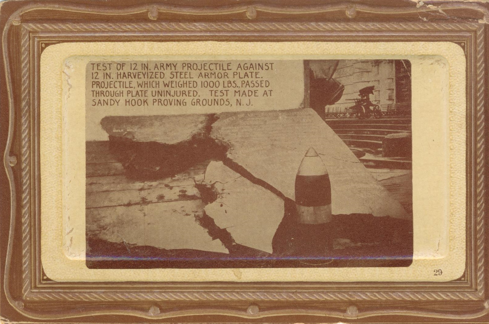 Test of 12 inch projectile against 12 inch steel