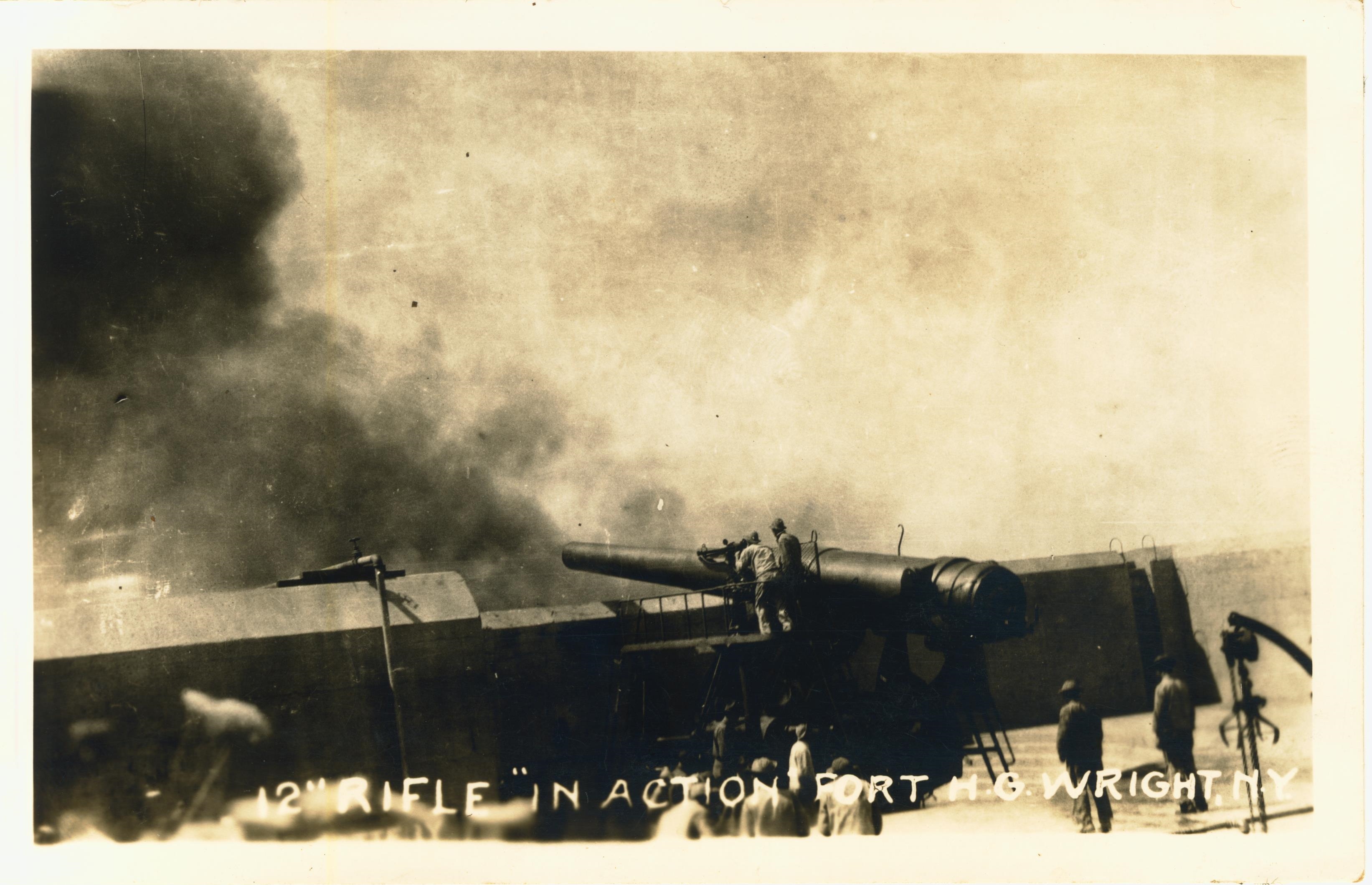 12 inch Rifle in Action Fort H. G. Wright