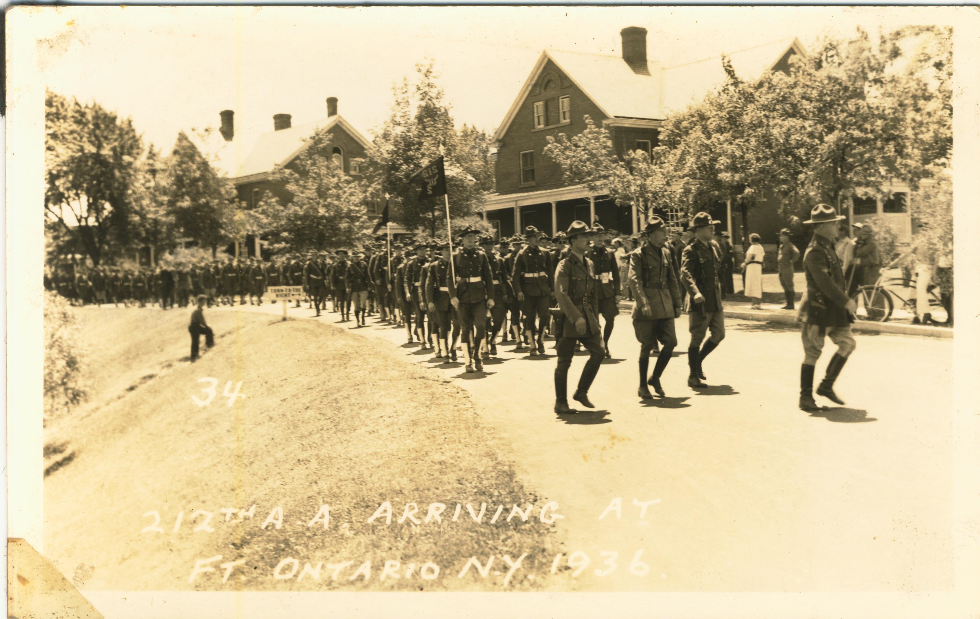 212th Anti-Aircraft arriving Fort Ontario NY 1936.