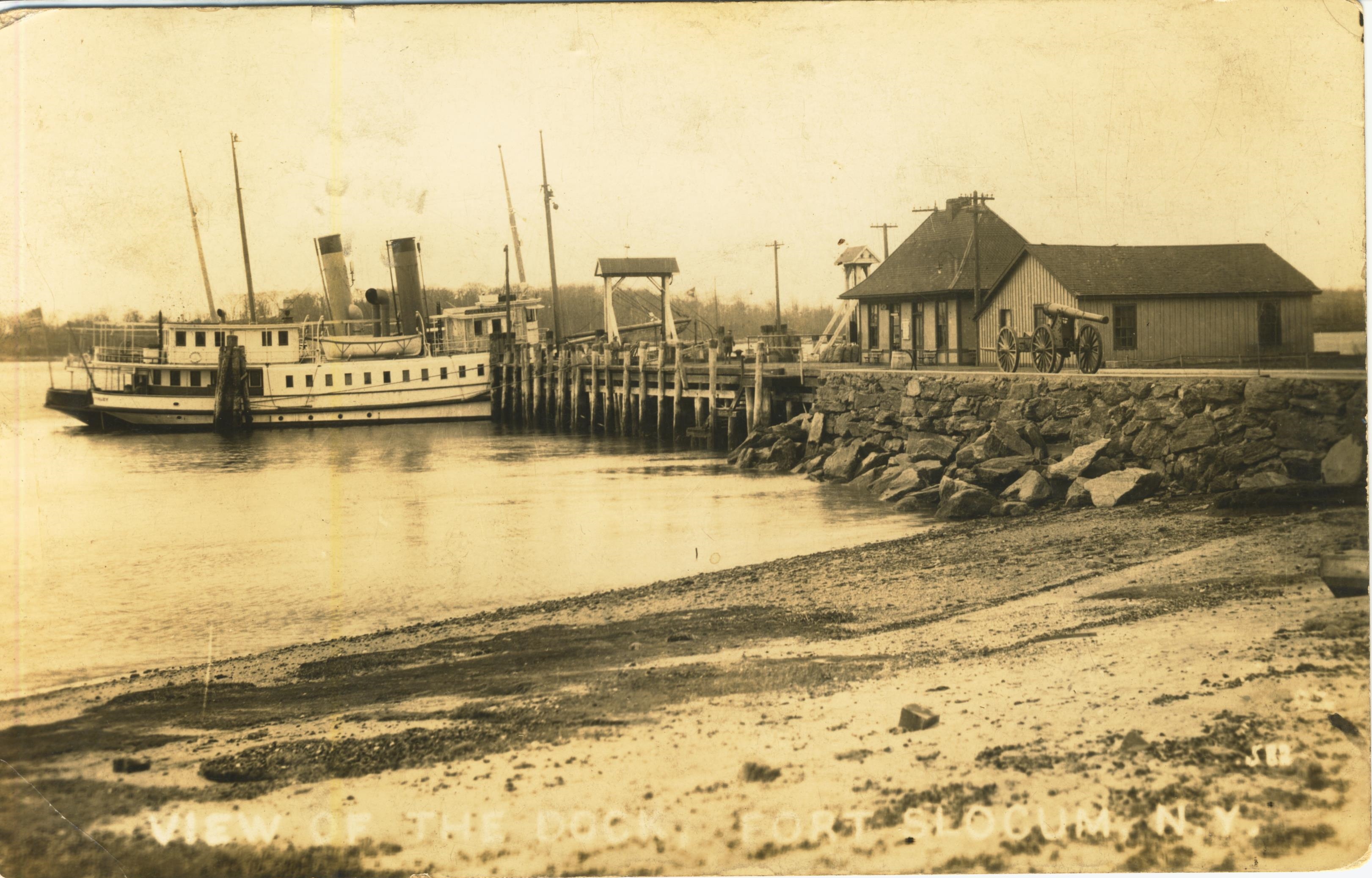 A View of the Docks Fort Slocum NY postmarked 1914
