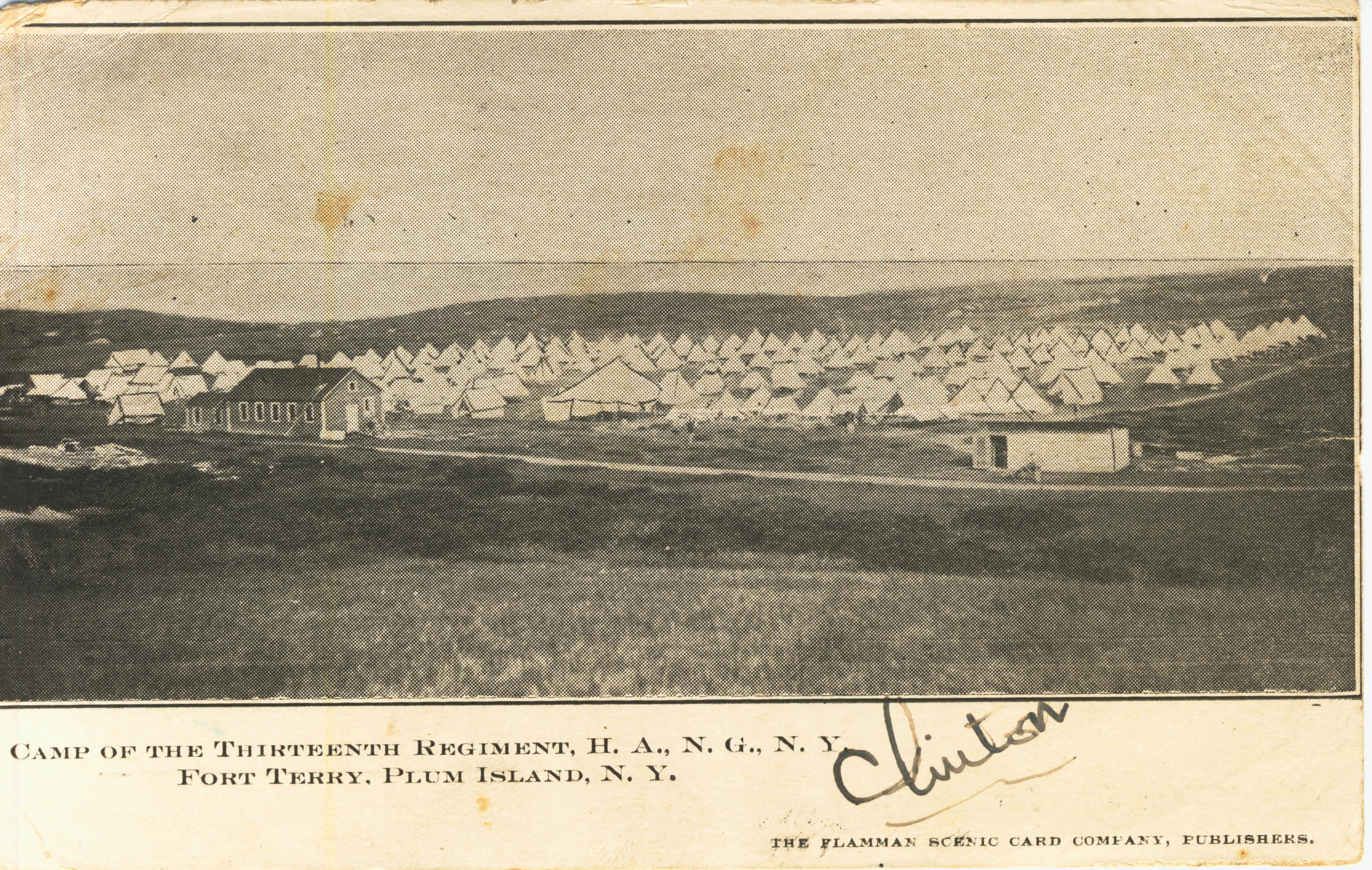 Camp of the 13th Regiment H. A. N. G. N. Y. Fort Terry Plum Island NY