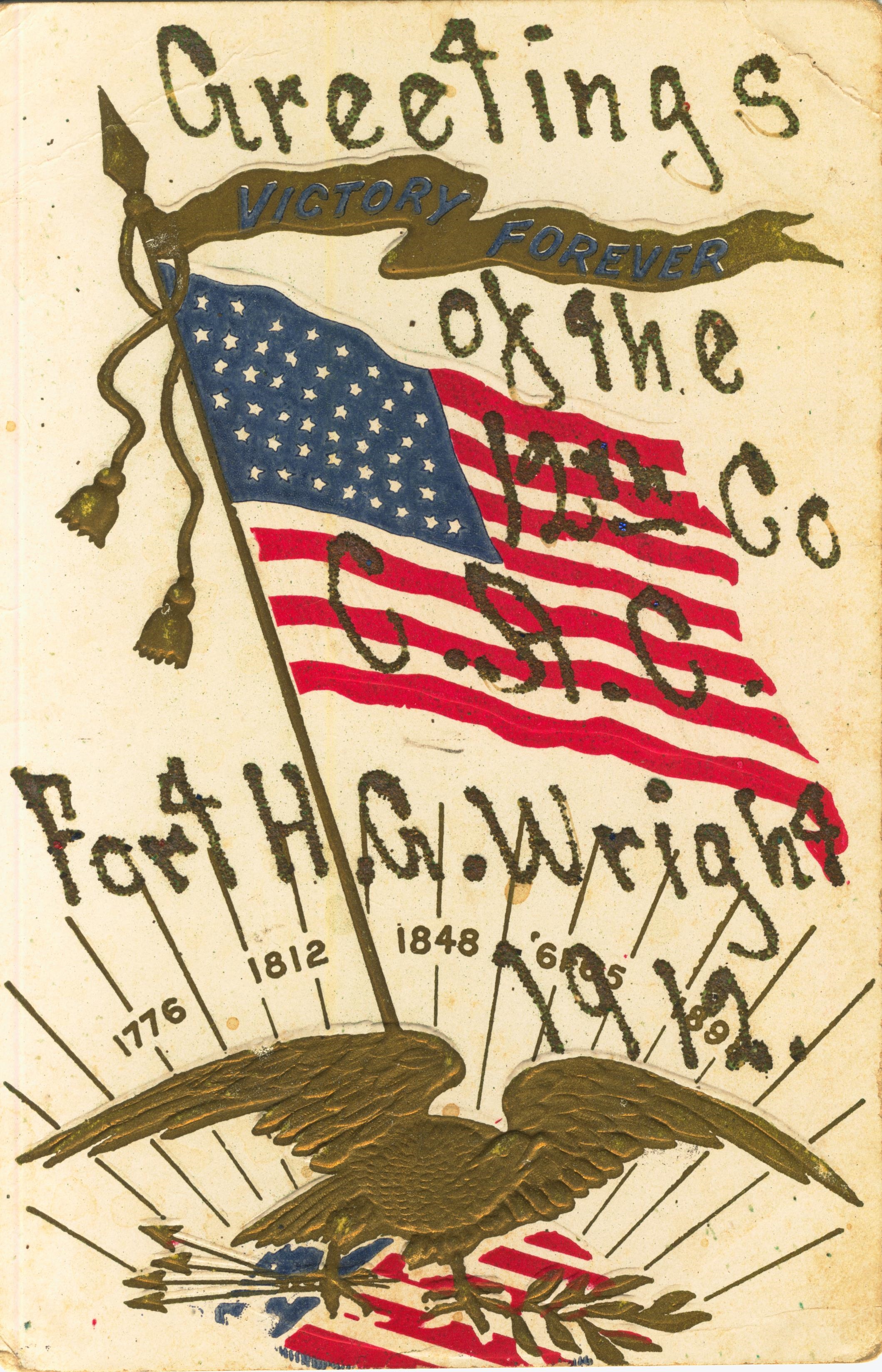 Greeting 12th Compant C.A.C Fort H. G. Wright 1912
